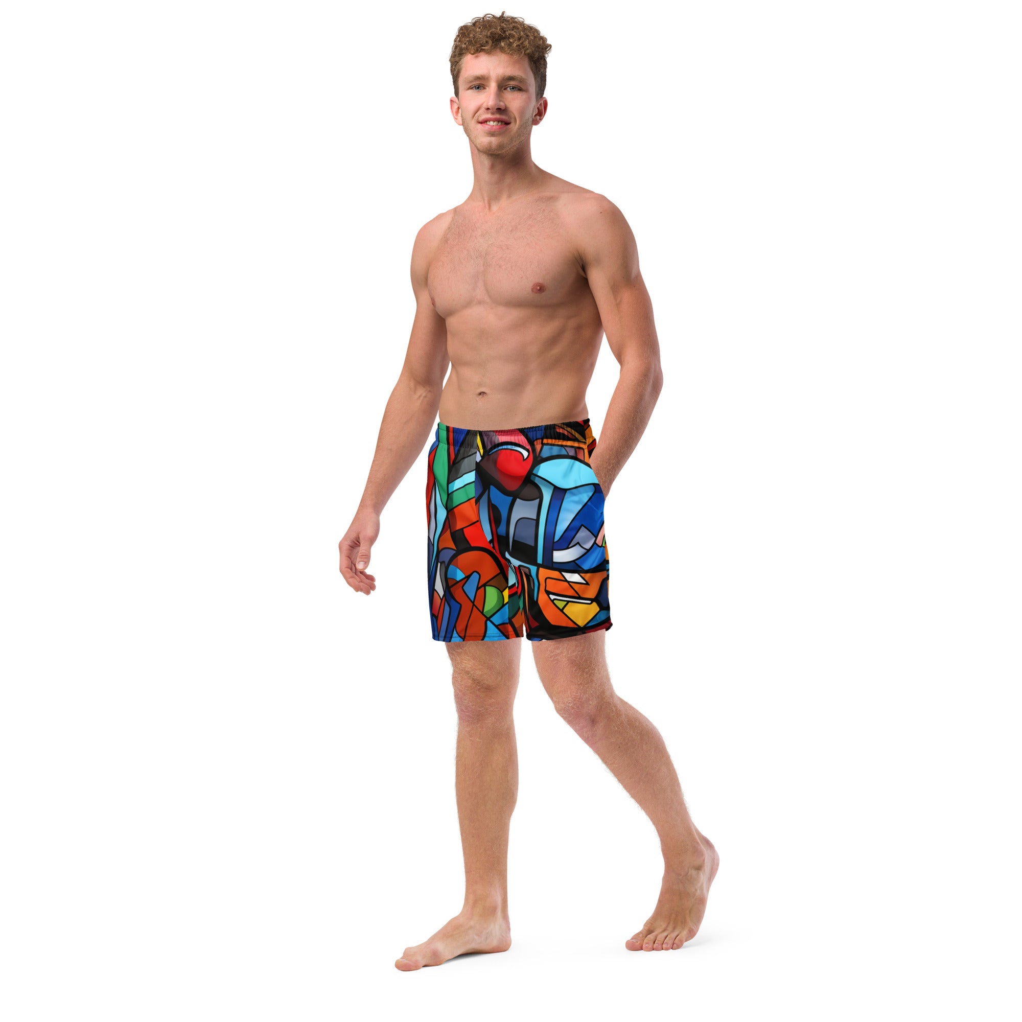 Abstract Heroes Swim Trunks | Superhero Art Boardshorts for Men - Caster Coast