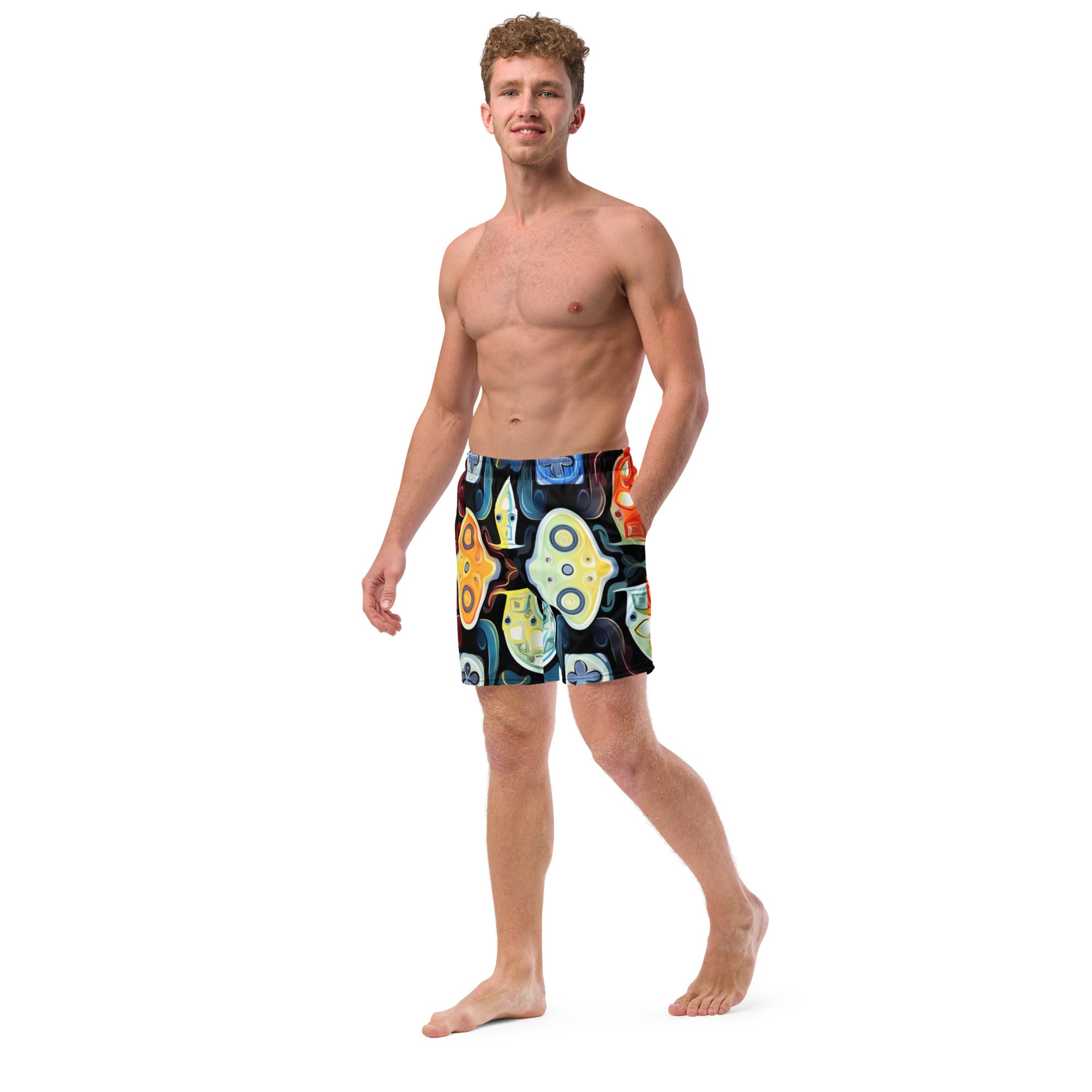Abstract Gamer Swim Trunks | Gaming Art Boardshorts for Men - Caster Coast