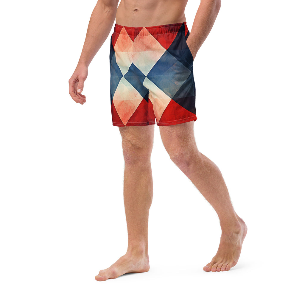 Mr. Argyle Swim Trunks | Classic Pattern Boardshorts for Men - Caster Coast