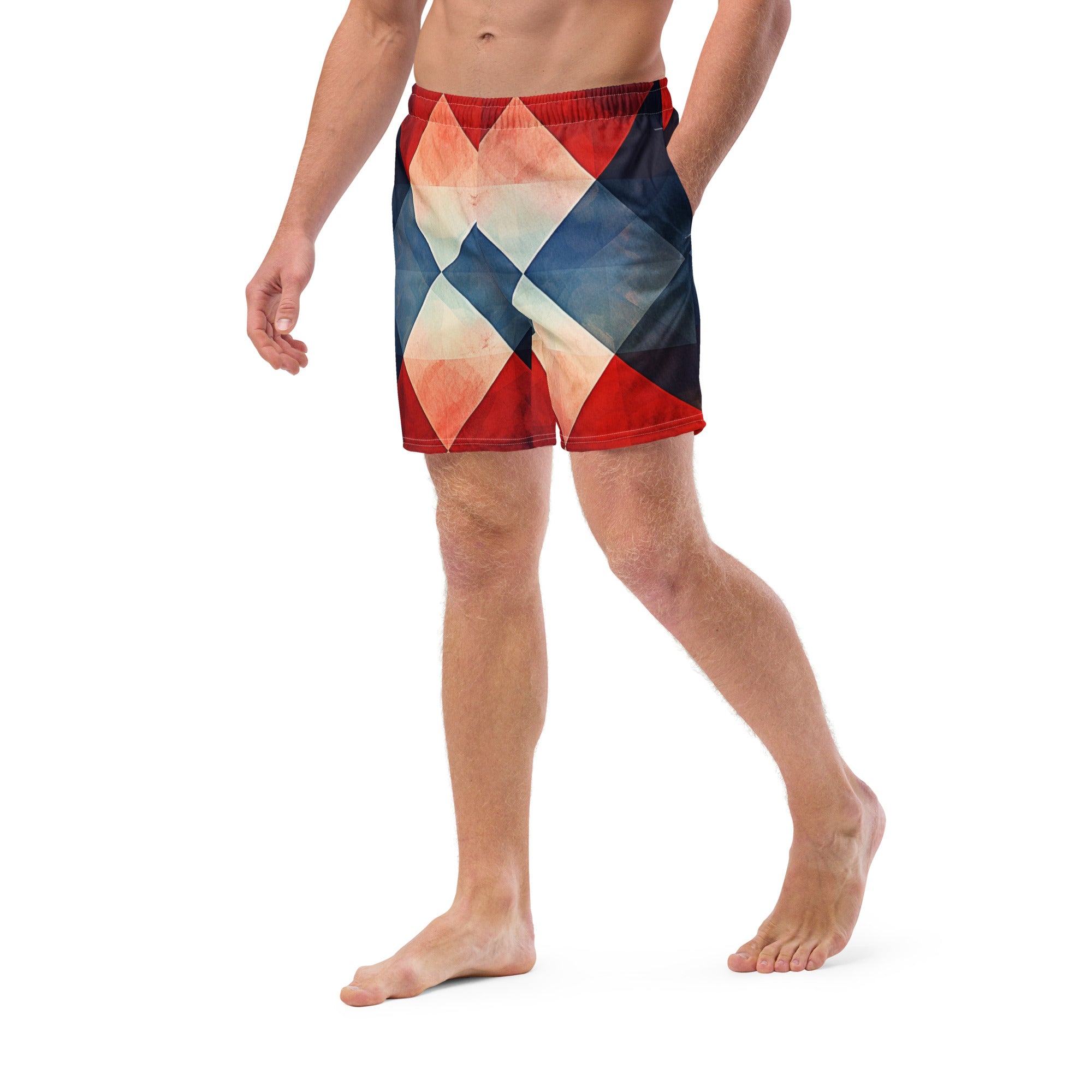 Mr. Argyle Swim Trunks | Classic Pattern Boardshorts for Men - Caster Coast