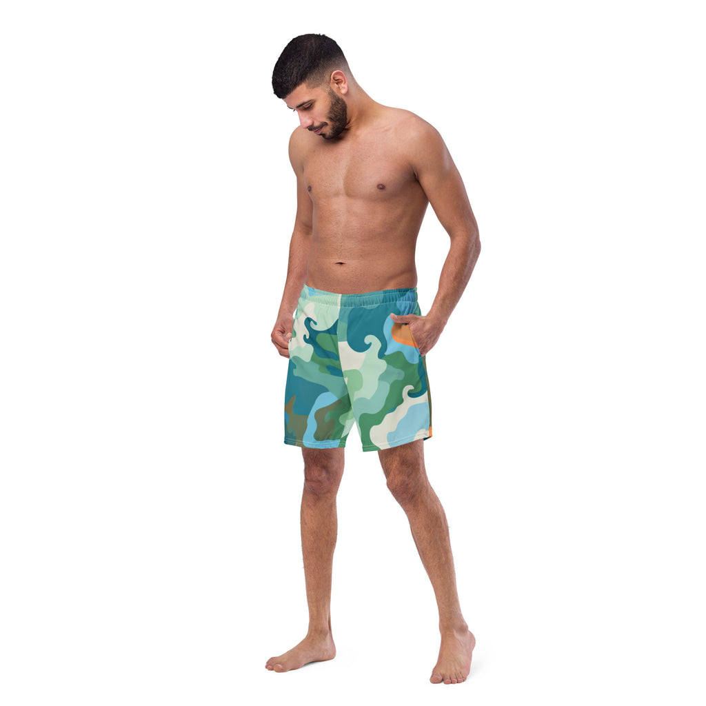Summer Camouflage Swim Trunks | Tropical Camo Boardshorts for Men - Caster Coast