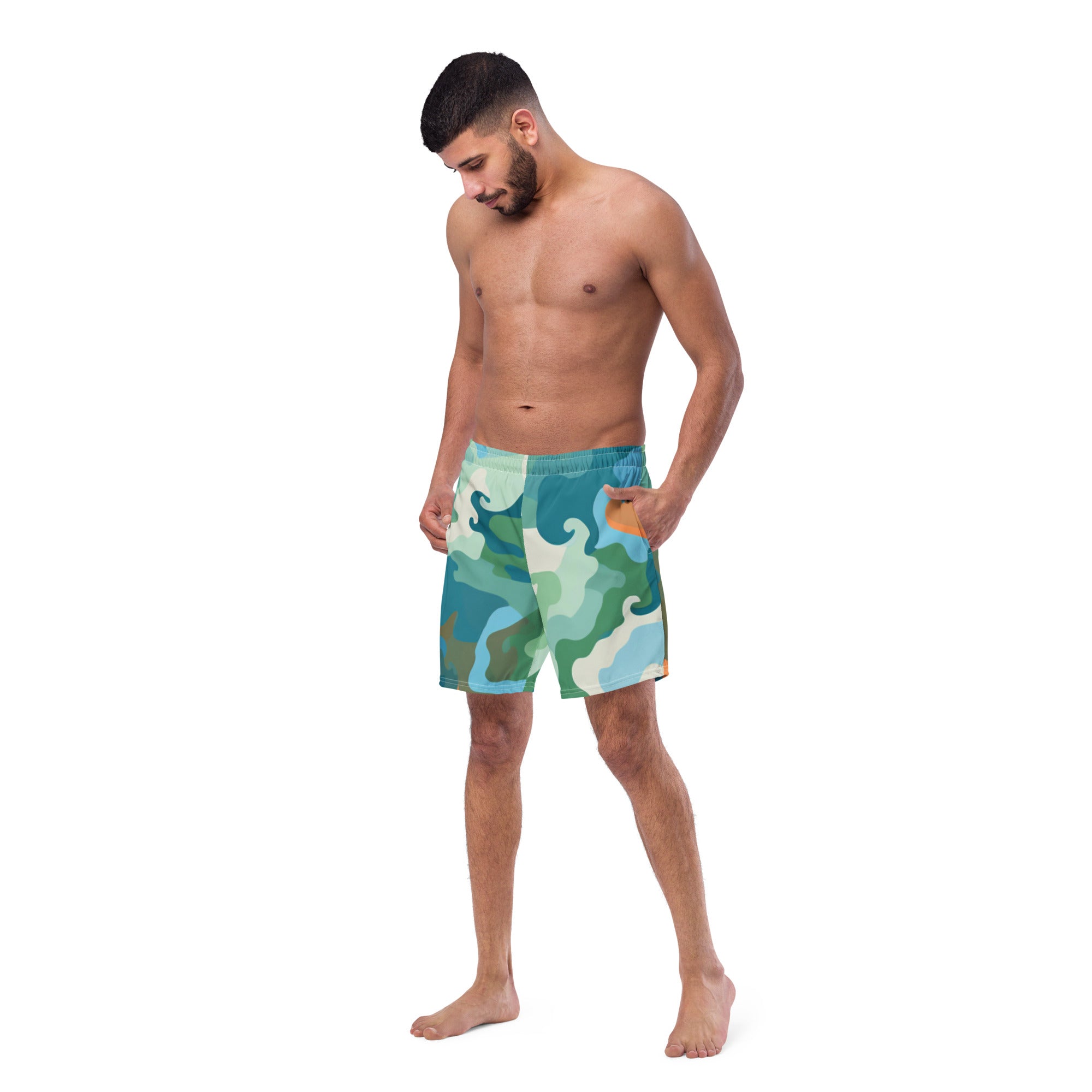 Summer Camouflage Swim Trunks | Tropical Camo Boardshorts for Men - Caster Coast