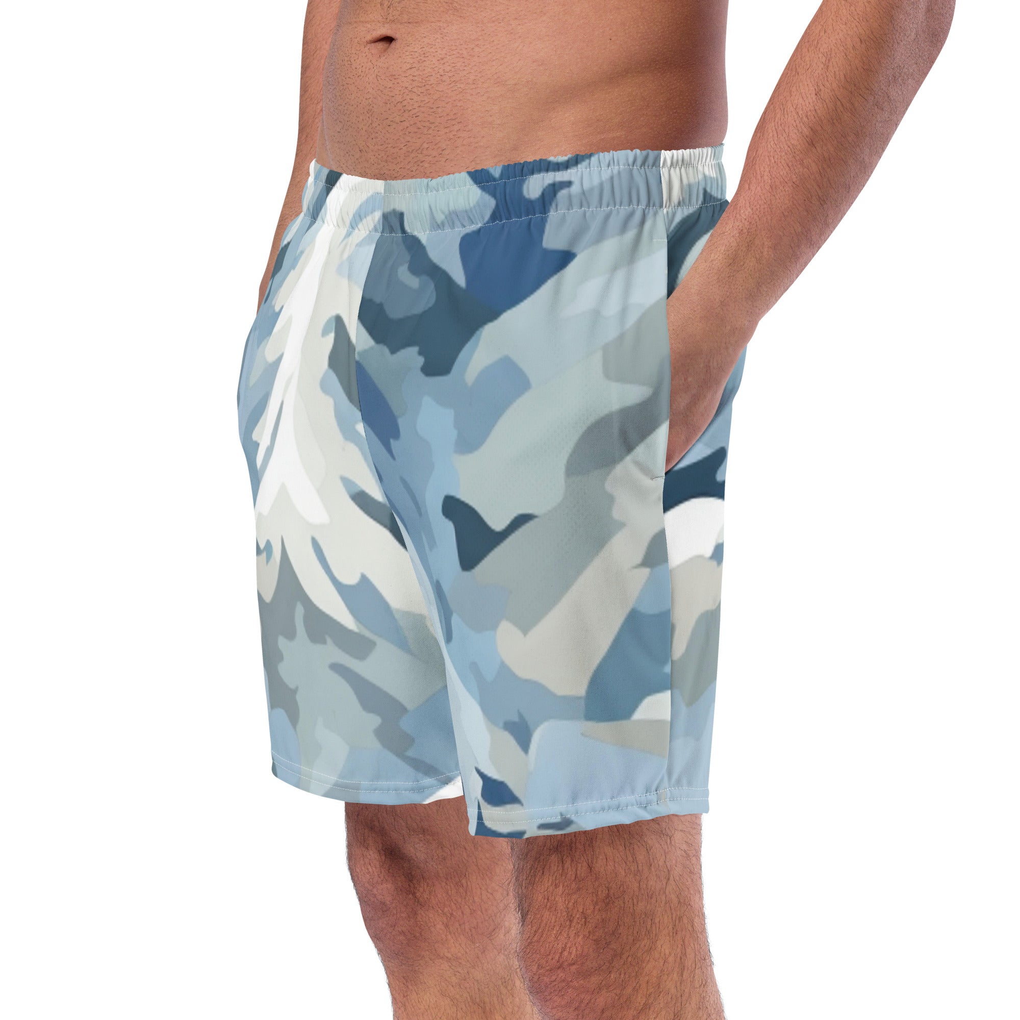 Winter Camo Swim Trunks | Arctic Camouflage Boardshorts for Men - Caster Coast