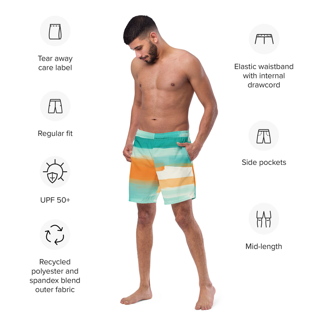 Striped Dolphin Swim Trunks | Nautical Boardshorts for Men - Caster Coast