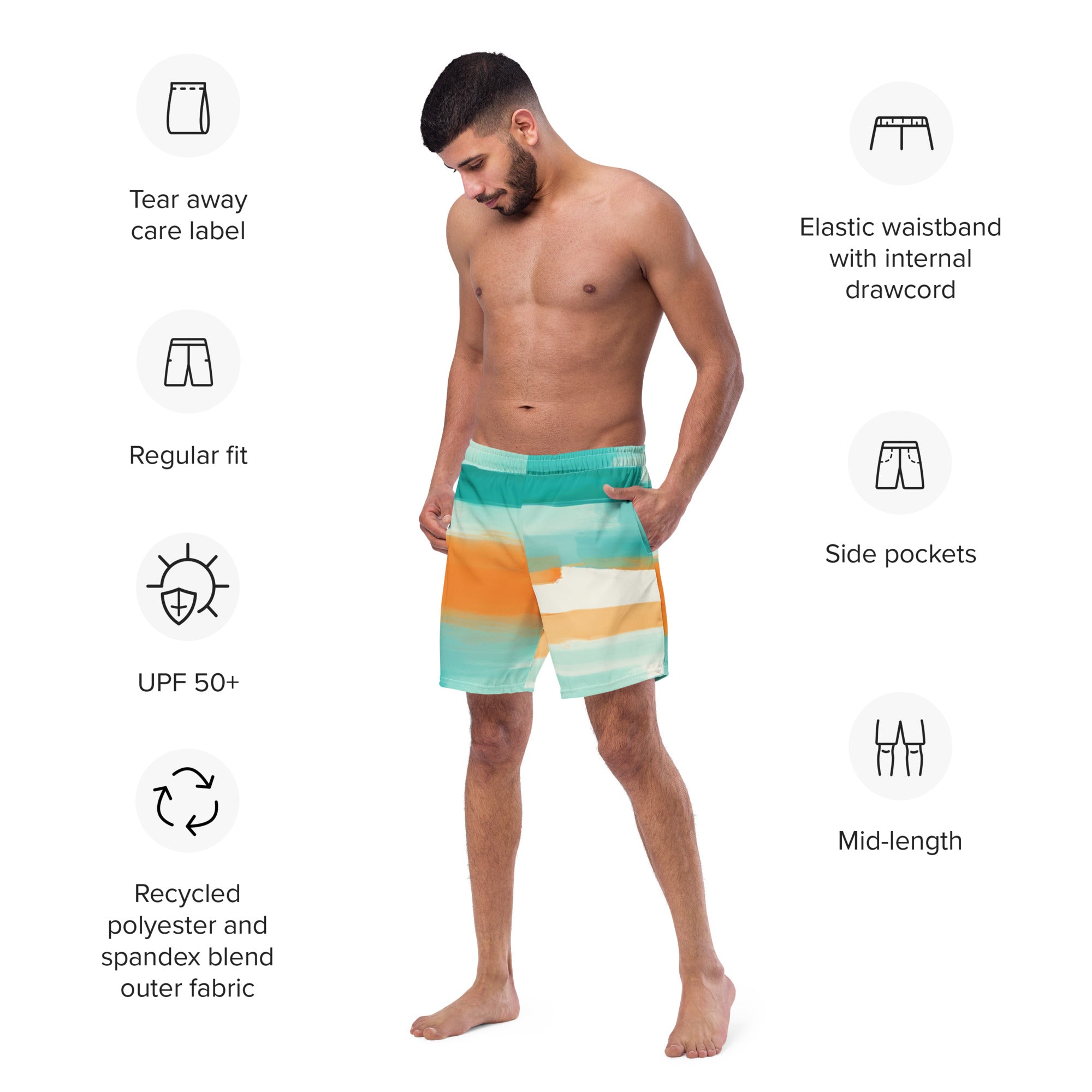 Striped Dolphin Swim Trunks | Nautical Boardshorts for Men