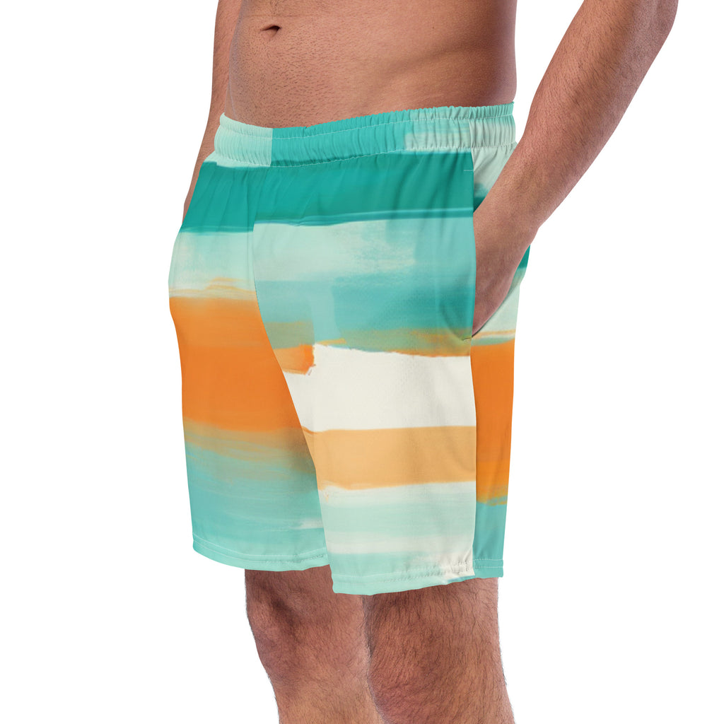 Striped Dolphin Swim Trunks | Nautical Boardshorts for Men - Caster Coast