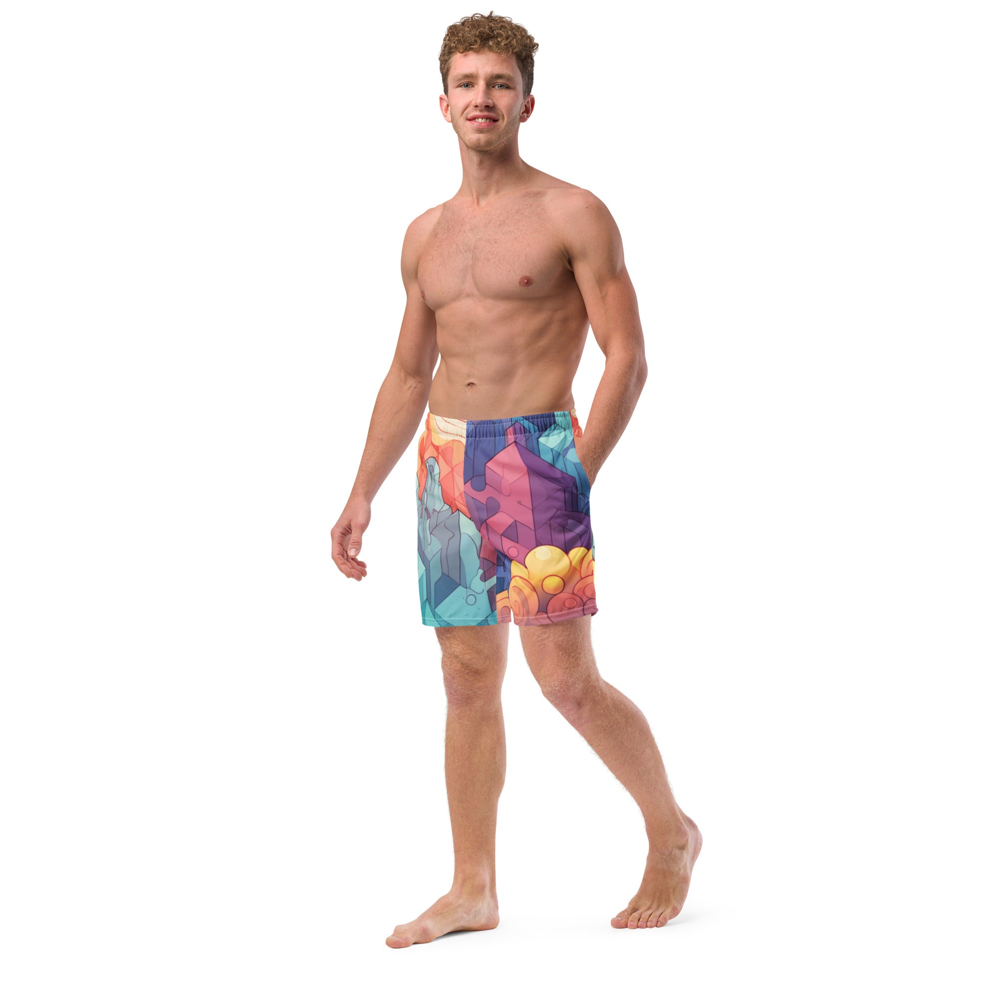 Crystal Cave Swim Trunks | Fantasy Gemstone Boardshorts for Men - Caster Coast