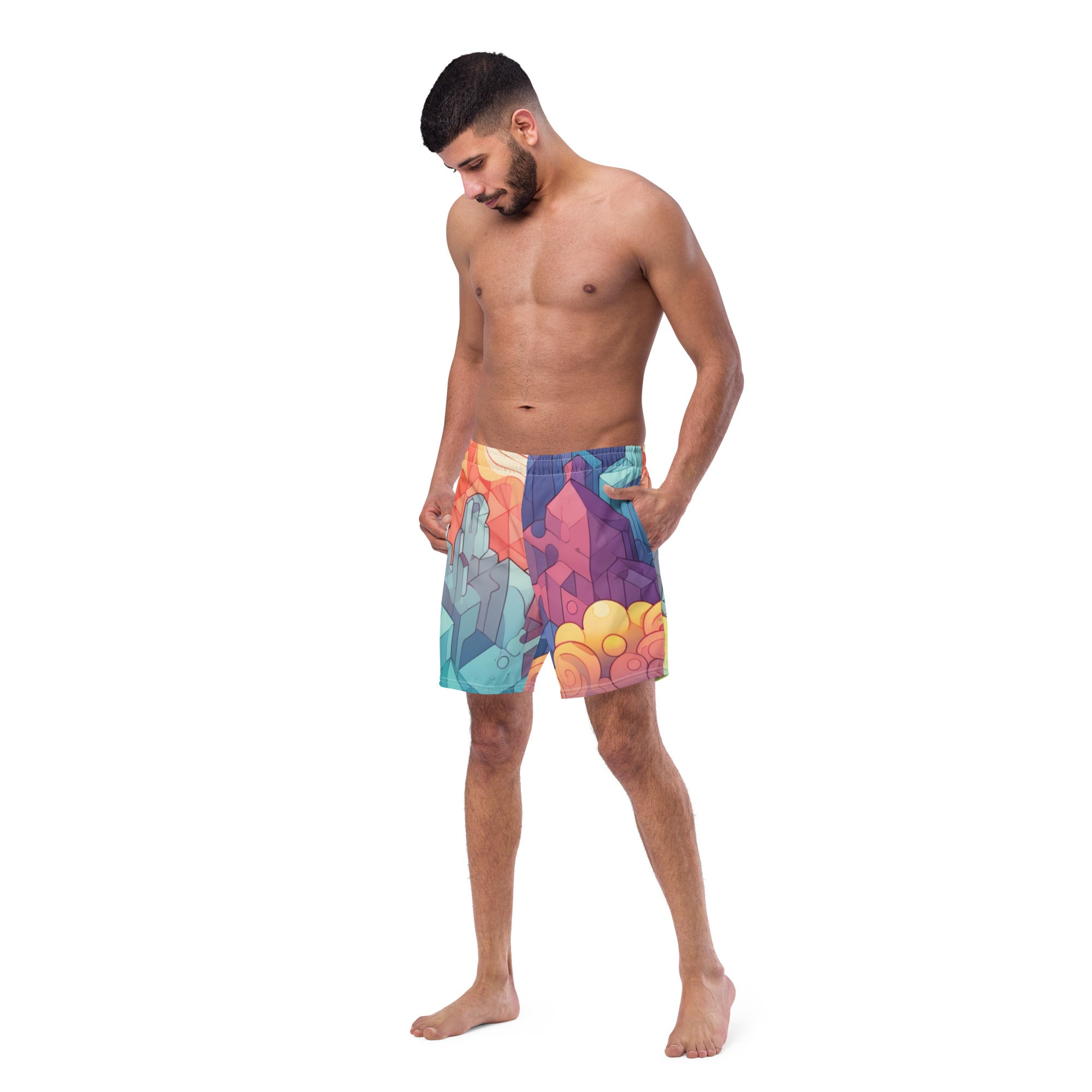Crystal Cave Swim Trunks | Fantasy Gemstone Boardshorts for Men - Caster Coast