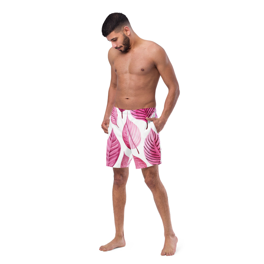 Pink Palm Swim Trunks | Tropical Boardshorts for Men - Caster Coast