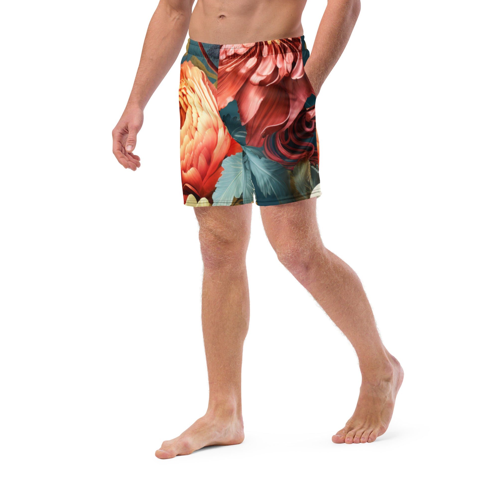 Flashy Floral Swim Trunks | Bold Tropical Boardshorts for Men - Caster Coast