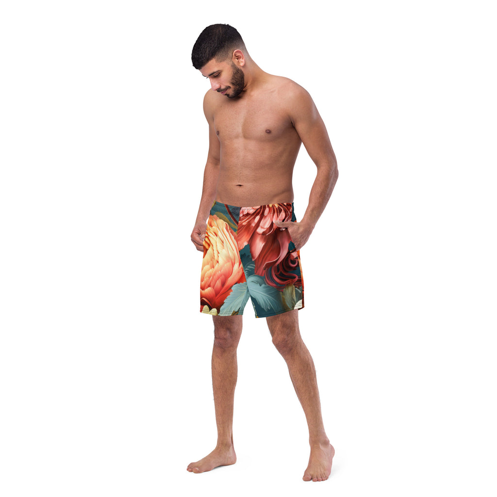 Flashy Floral Swim Trunks | Bold Tropical Boardshorts for Men - Caster Coast