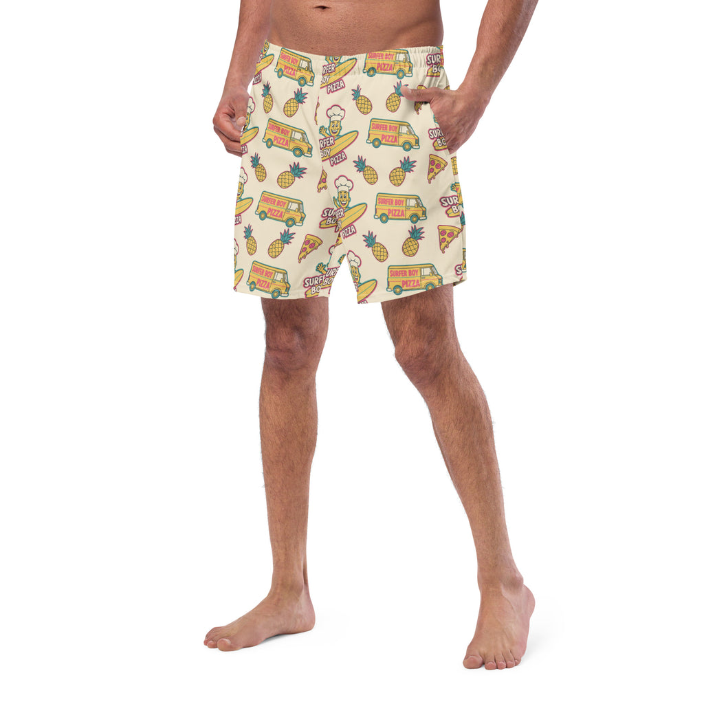 Surfer Boy Pizza Boardshorts | Funny Stranger Things Inspired Fan Gear - Caster Coast