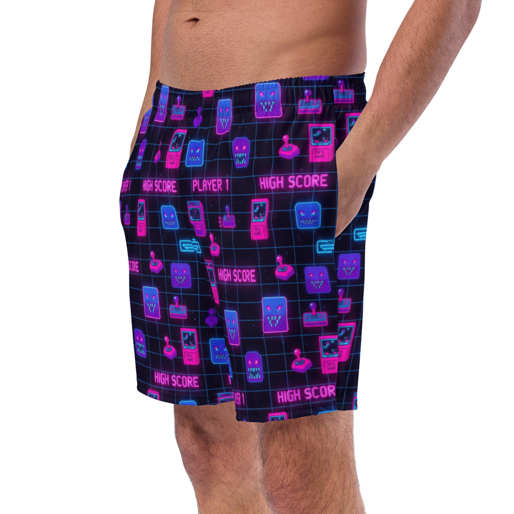 Palace Arcade Boardshorts | Stranger Things Inspired Retro '80s Swim Trunks - Caster Coast