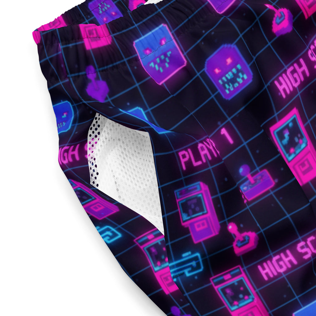 Palace Arcade Boardshorts | Stranger Things Inspired Retro '80s Swim Trunks - Caster Coast