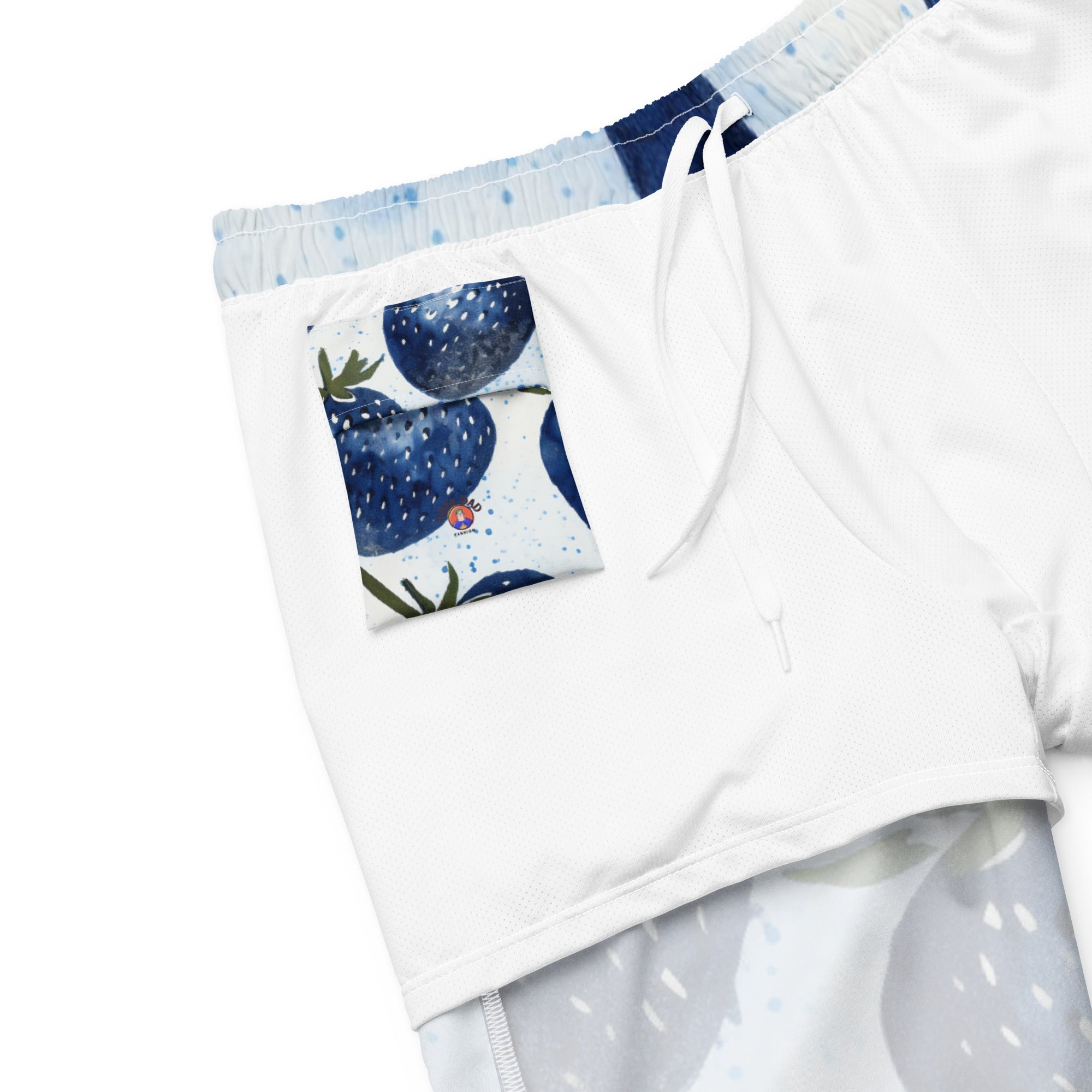 Blue Strawberries Swim Trunks | Quirky Fun Boardshorts for Men - Caster Coast