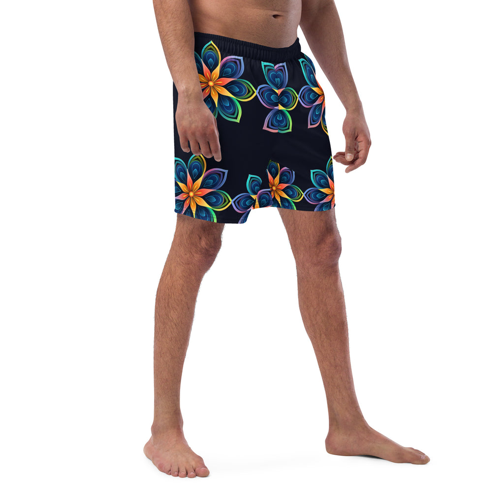 Flower Fun Swim Trunks | Colorful Floral Boardshorts for Men - Caster Coast