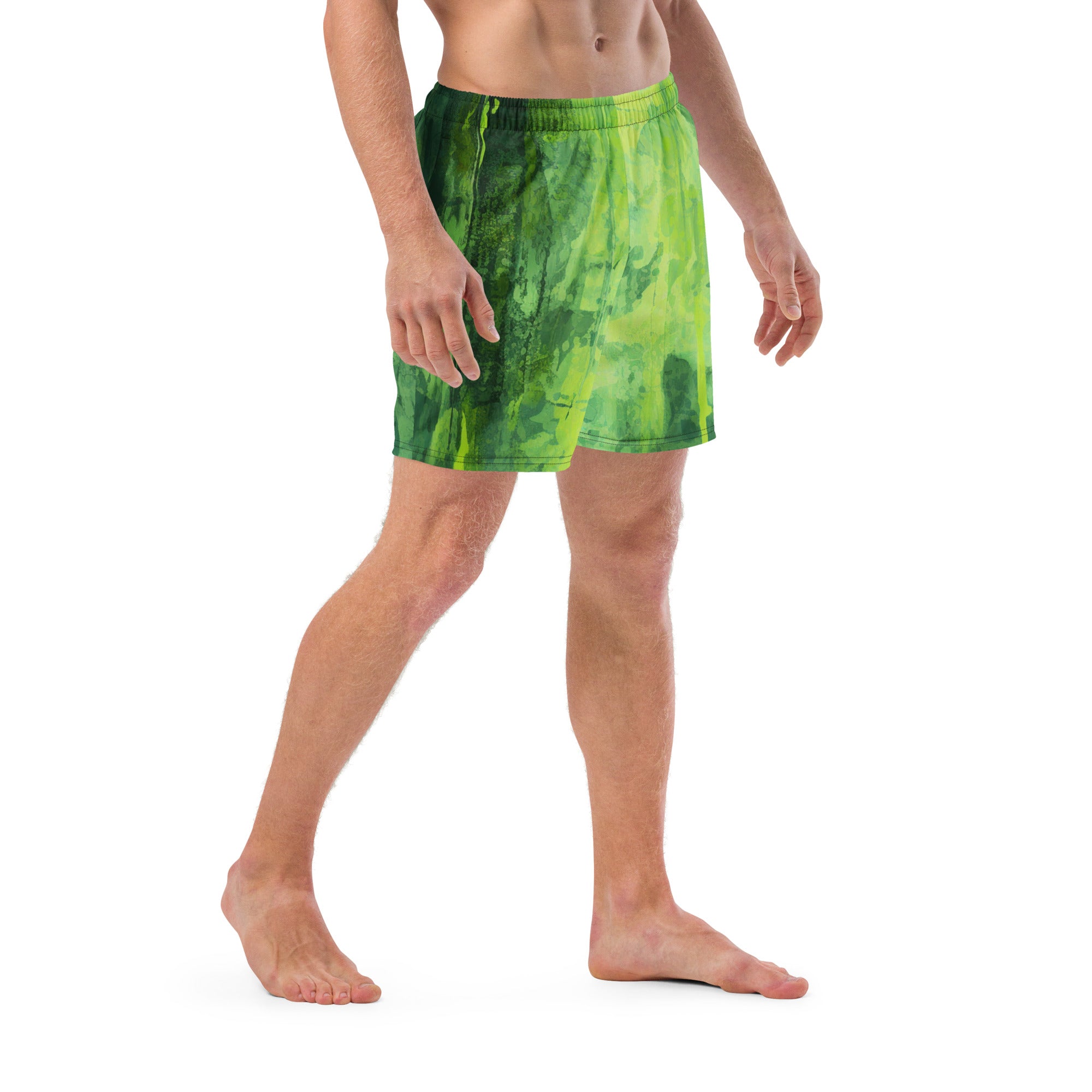 Green Screen Swim Trunks | Bold Color Block Boardshorts for Men - Caster Coast