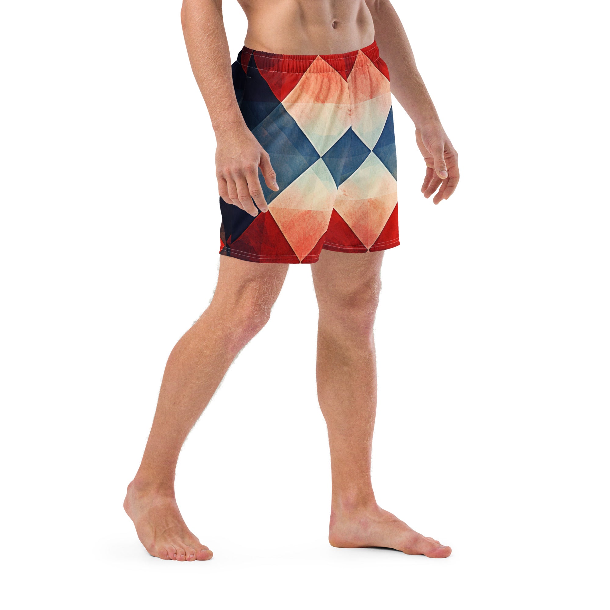 Mr. Argyle Swim Trunks | Classic Pattern Boardshorts for Men - Caster Coast