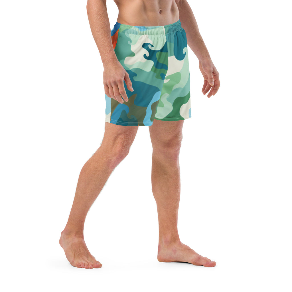 Summer Camouflage Swim Trunks | Tropical Camo Boardshorts for Men - Caster Coast