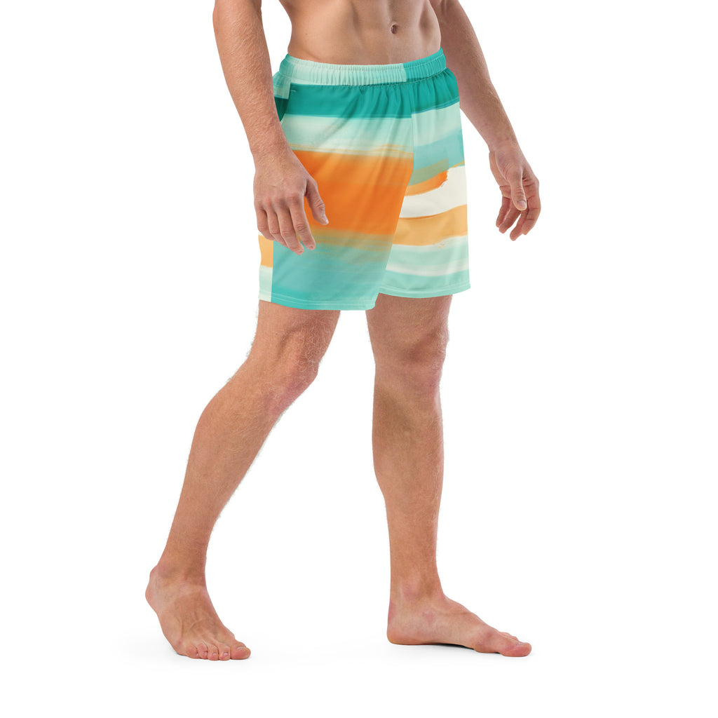Striped Dolphin Swim Trunks | Nautical Boardshorts for Men - Caster Coast