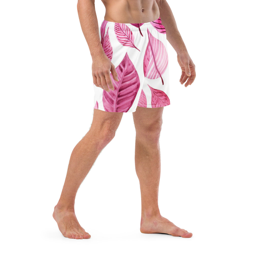 Pink Palm Swim Trunks | Tropical Boardshorts for Men - Caster Coast