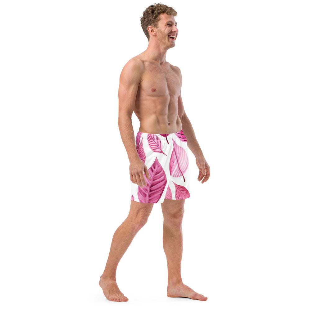Pink Palm Swim Trunks | Tropical Boardshorts for Men - Caster Coast