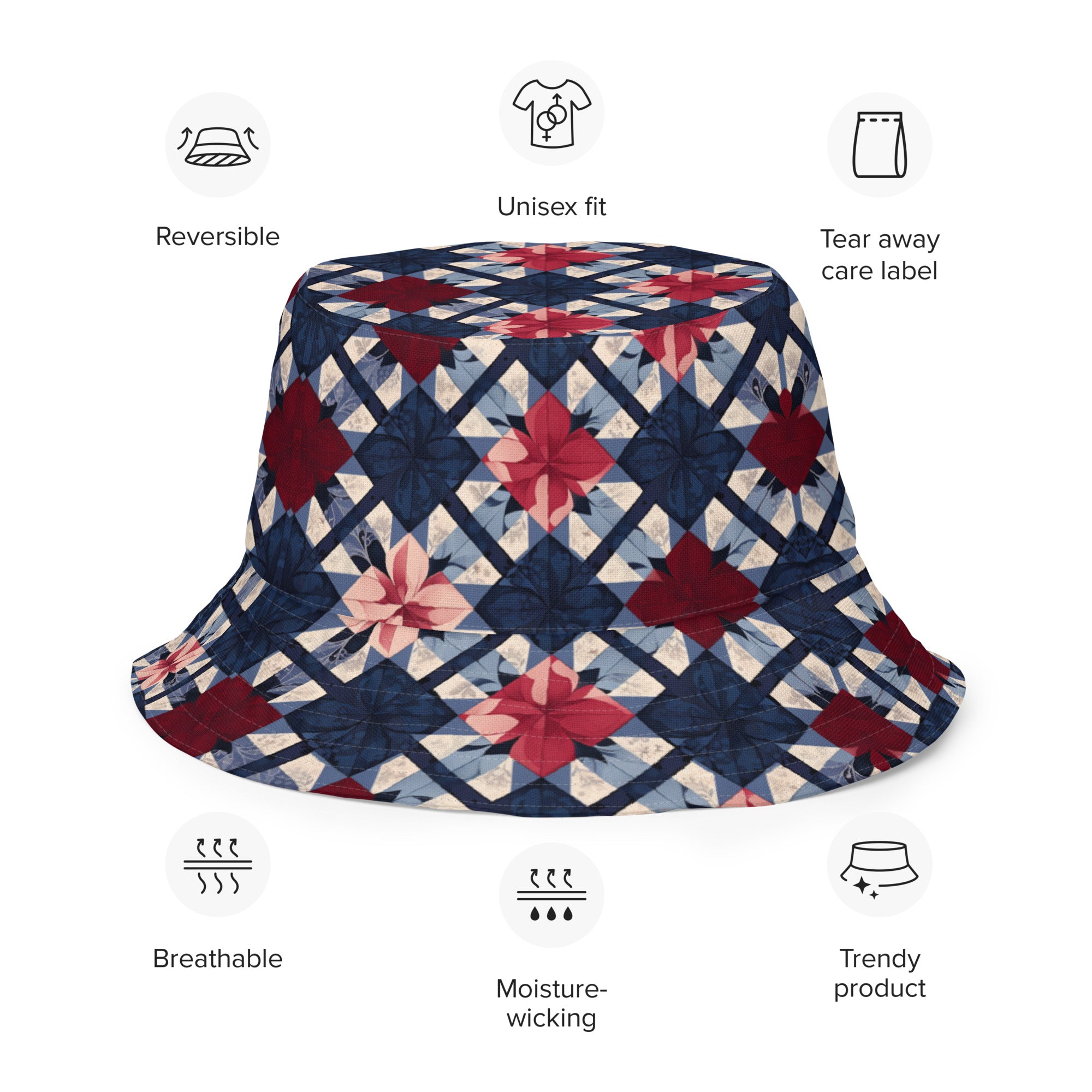Grandma’s quilt reversible bucket hat - Caster Coast