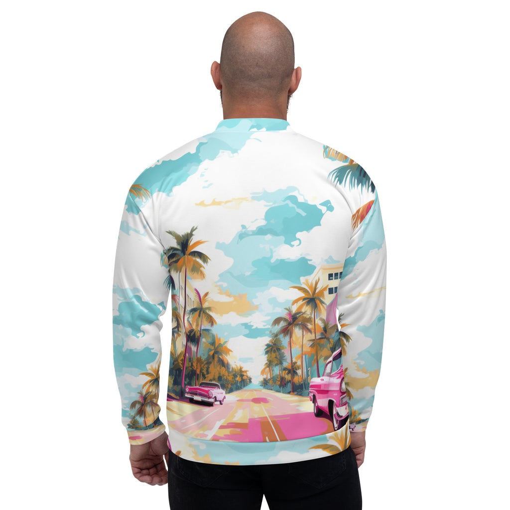 Vice City Vibes Bomber Jacket | Retro Synthwave Dad Coat - Caster Coast