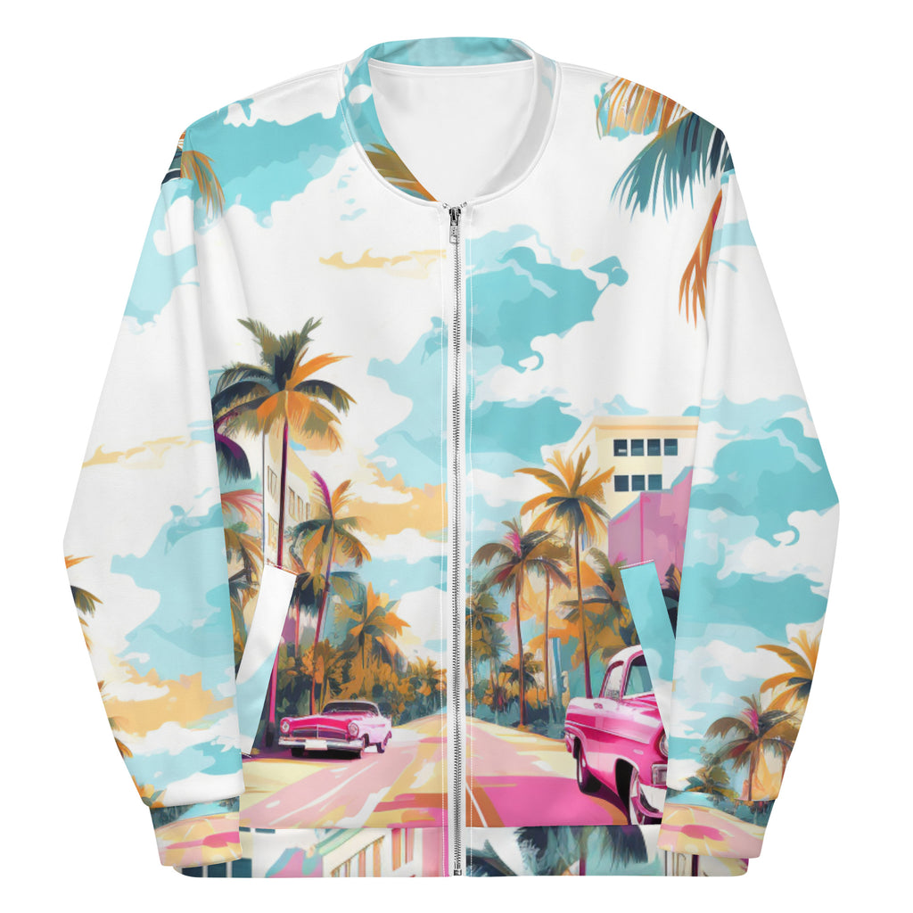 Vice City Vibes Bomber Jacket | Retro Synthwave Dad Coat - Caster Coast
