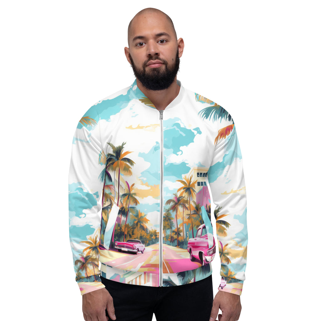 Vice City Vibes Bomber Jacket | Retro Synthwave Dad Coat - Caster Coast