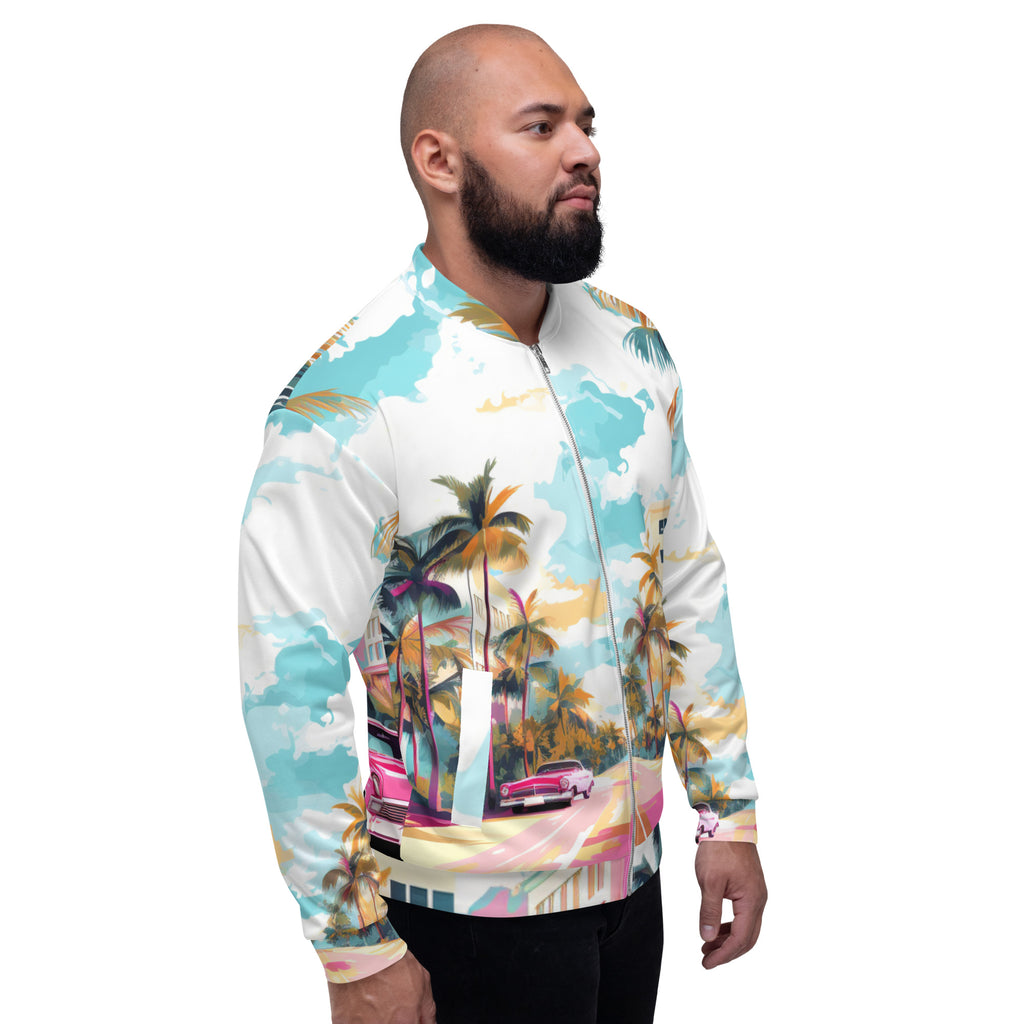 Vice City Vibes Bomber Jacket | Retro Synthwave Dad Coat - Caster Coast