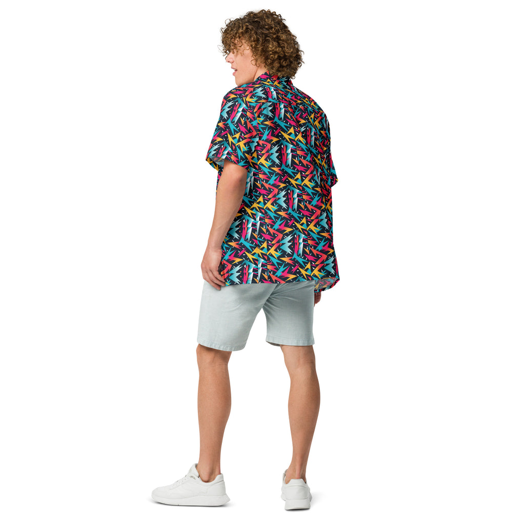 80s Lightning Button - Up Shirt | Retro Neon Shirt - Caster Coast