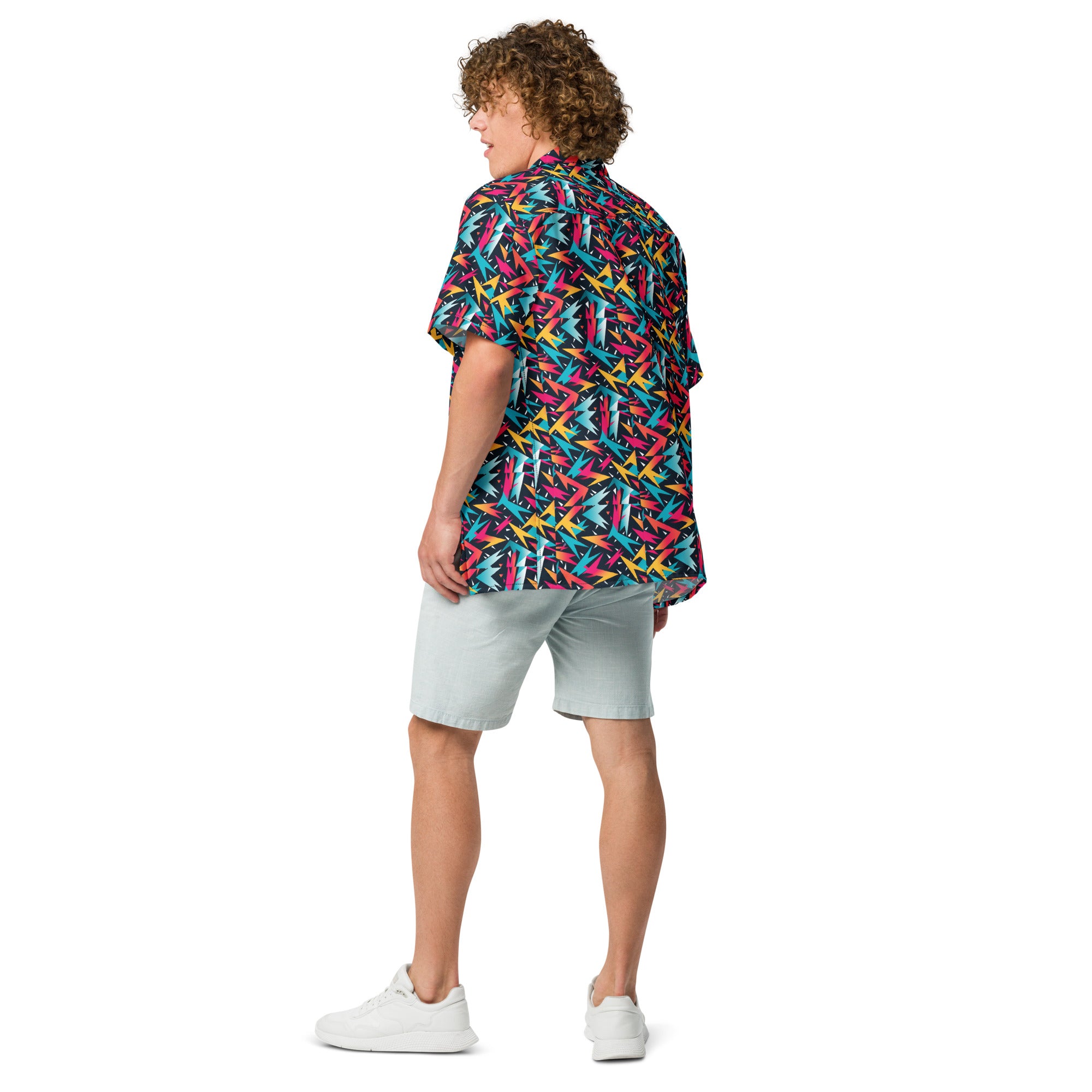 80s Lightning Button - Up Shirt | Retro Neon Shirt - Caster Coast