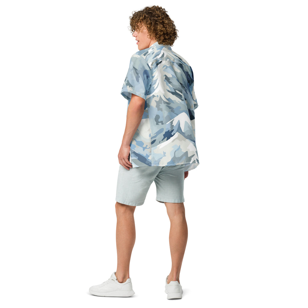 Arctic Stealth Camo Button-Up Shirt | Gaming & Esports Apparel