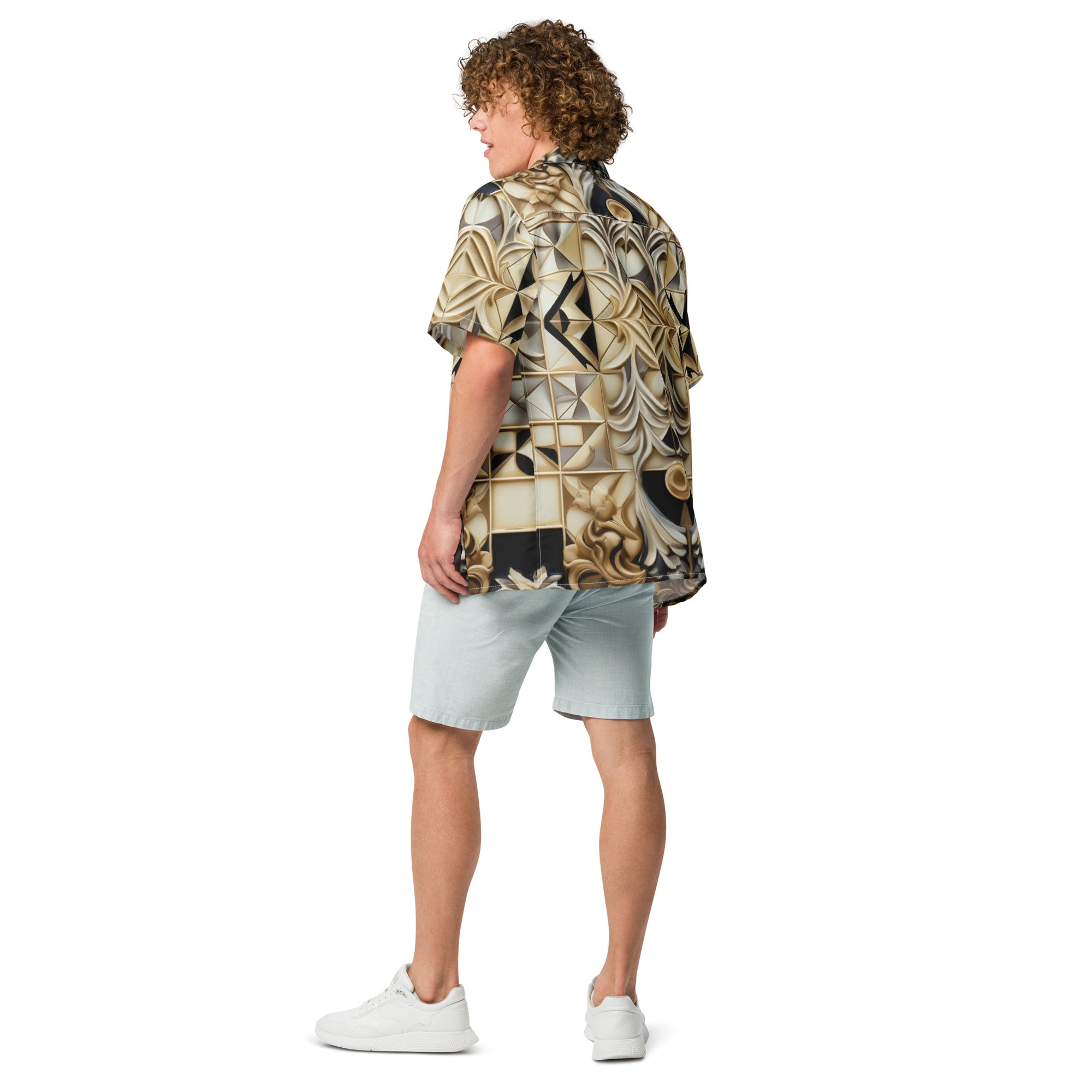 Ornate Chessboard Button - Up Shirt | Chess Pattern Shirt - Caster Coast