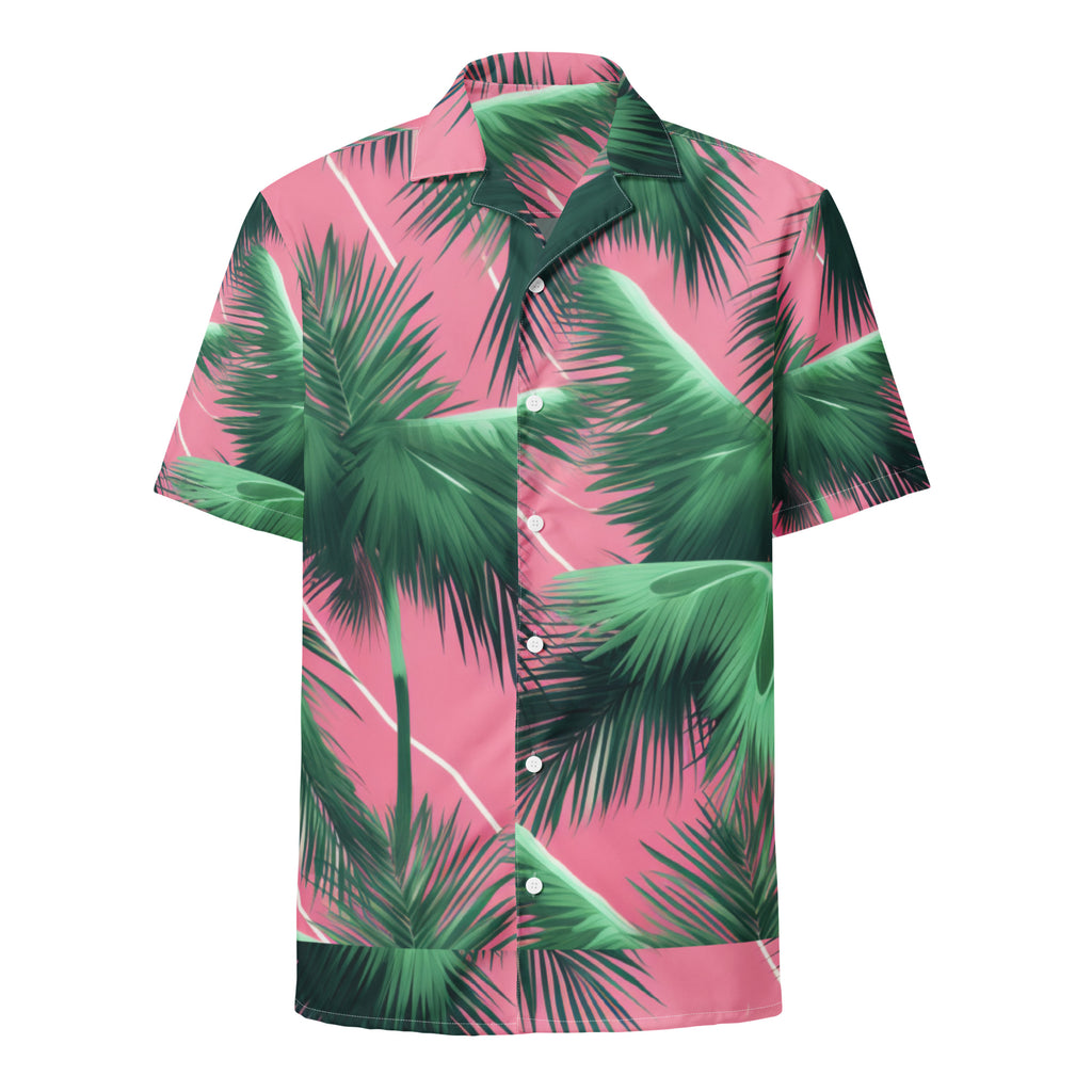 Pink Lightning Palms Button - Up Shirt | UPF50+ Summer Shirt - Caster Coast