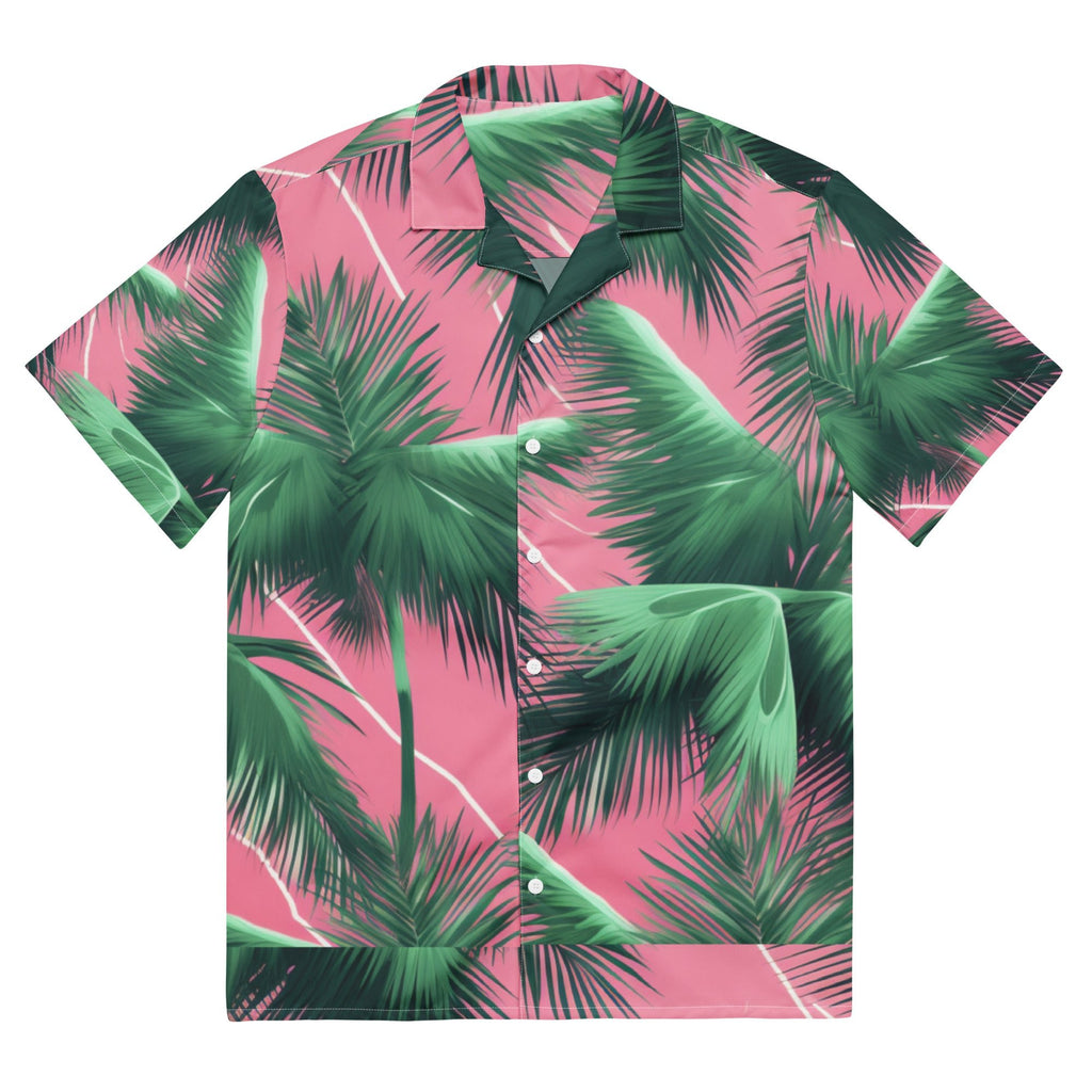 Pink Lightning Palms Button - Up Shirt | UPF50+ Summer Shirt - Caster Coast