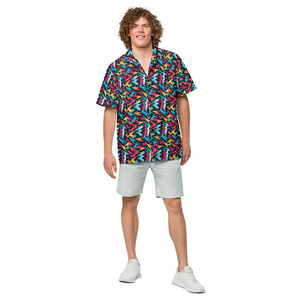 80s Lightning Button - Up Shirt | Retro Neon Shirt - Caster Coast