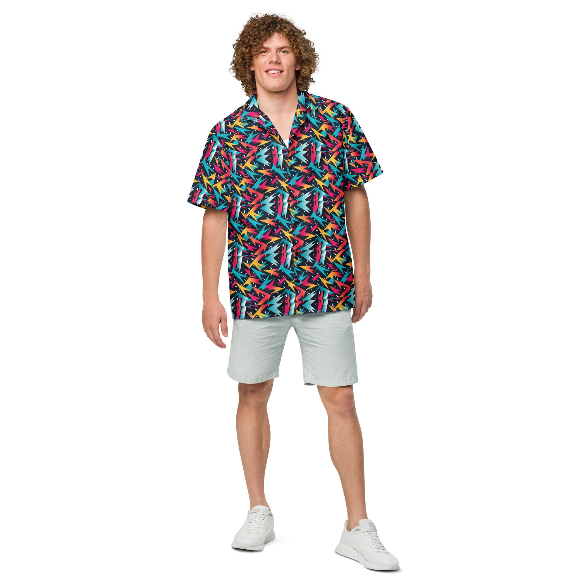 80s Lightning Button - Up Shirt | Retro Neon Shirt - Caster Coast