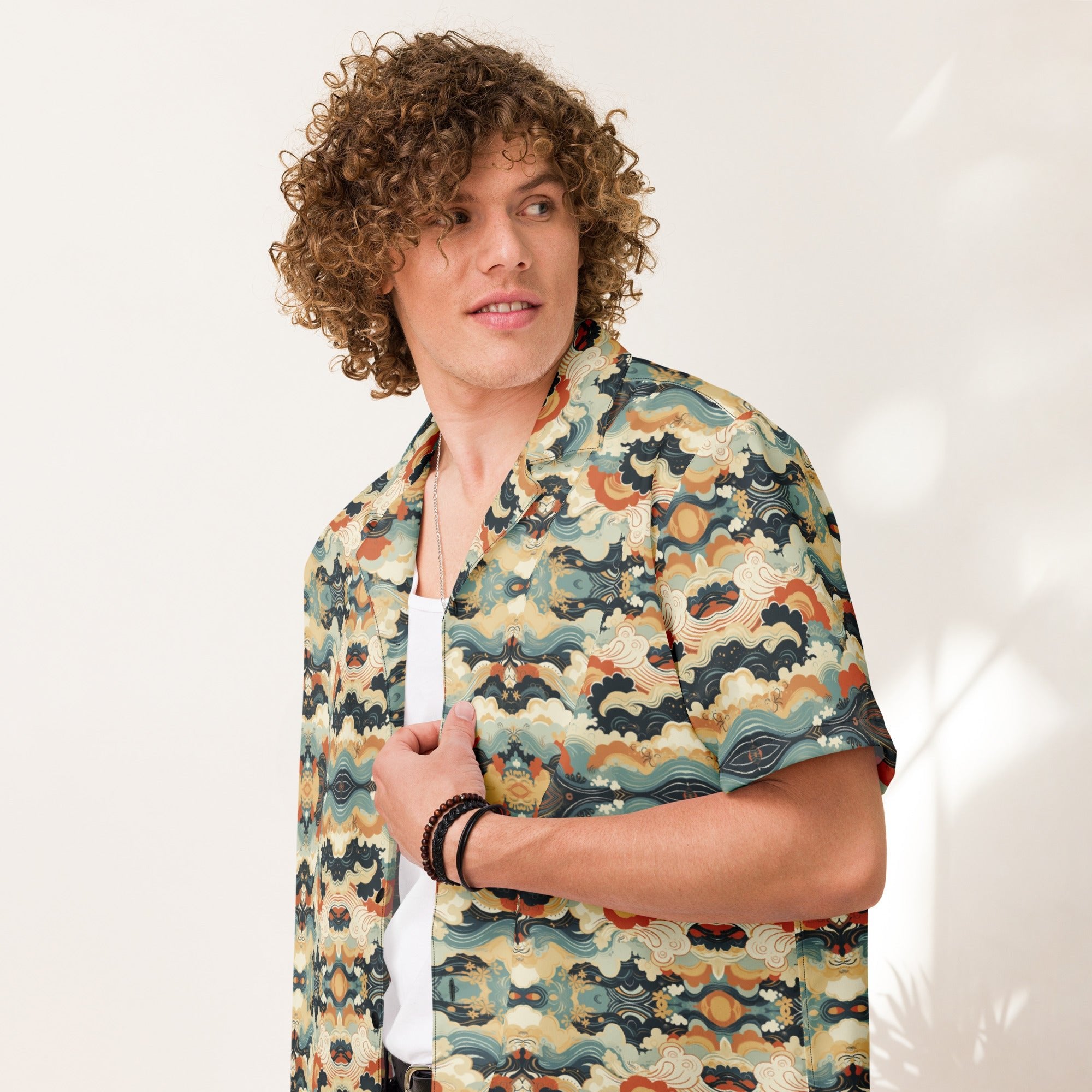 Cloud Wave Button - Up Shirt | Sky & Clouds Shirt - Caster Coast