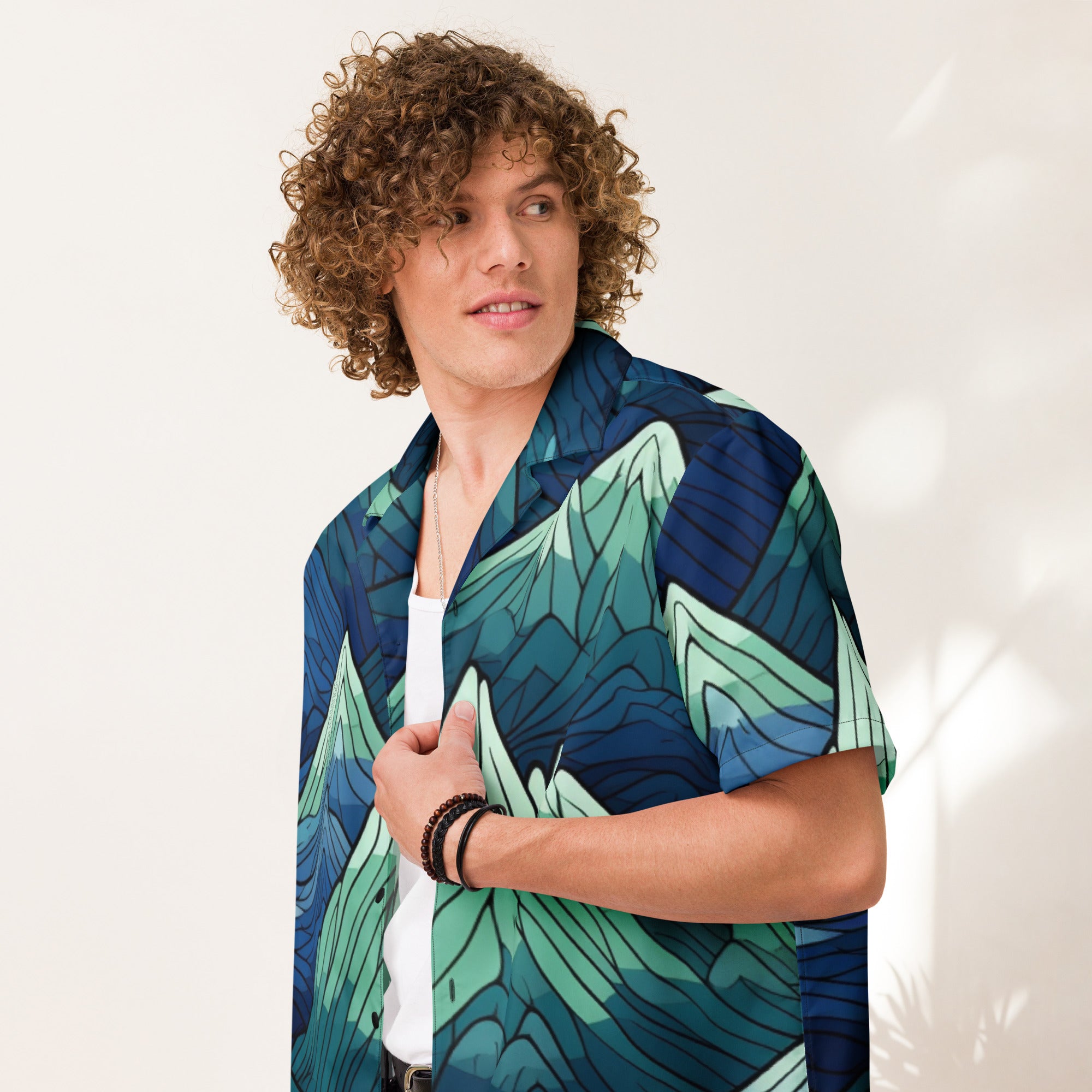 Fantasy Mountains Button - Up Shirt | Epic Landscape Shirt - Caster Coast