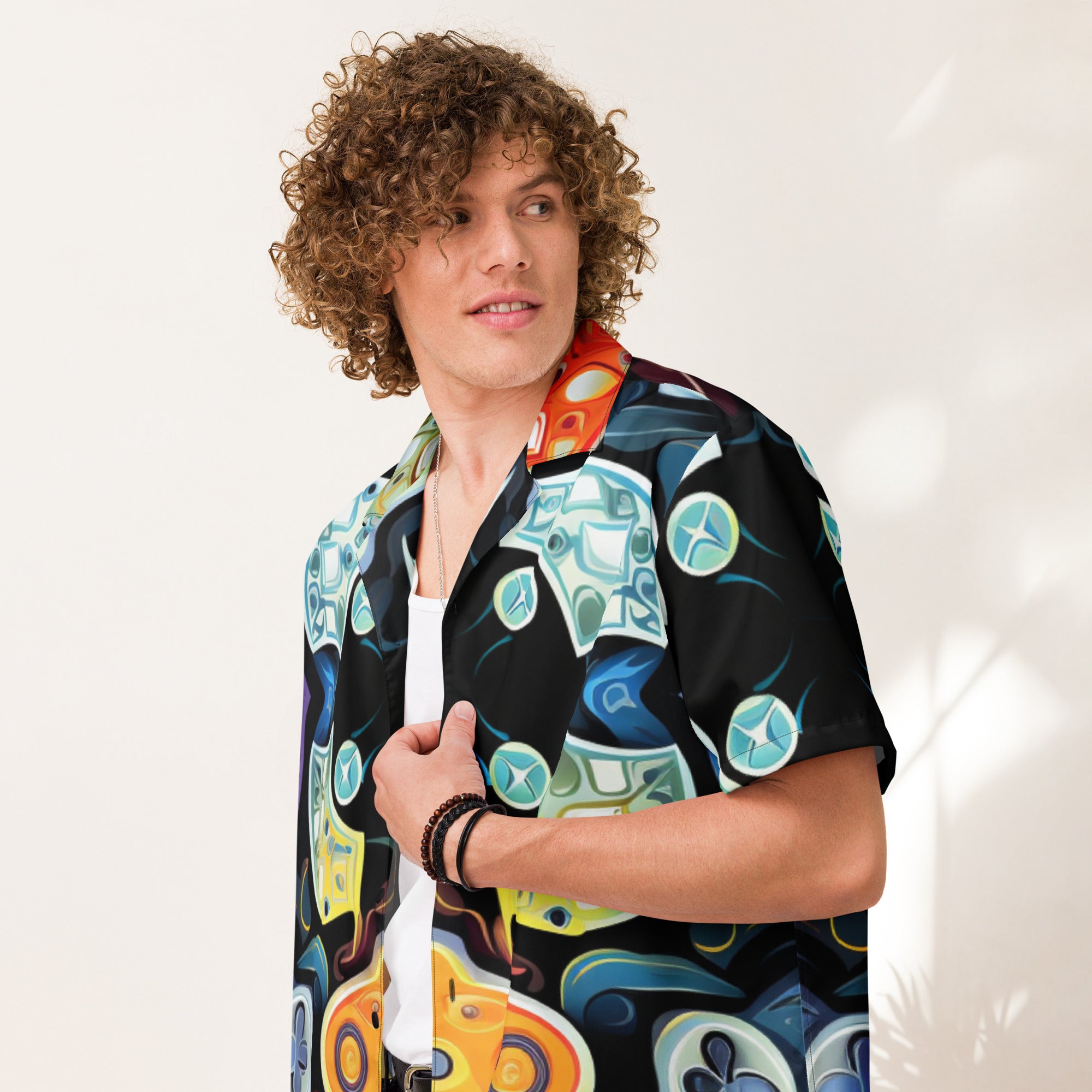 Abstract Gamer Button - Up Shirt | Gaming Art Shirt - Caster Coast