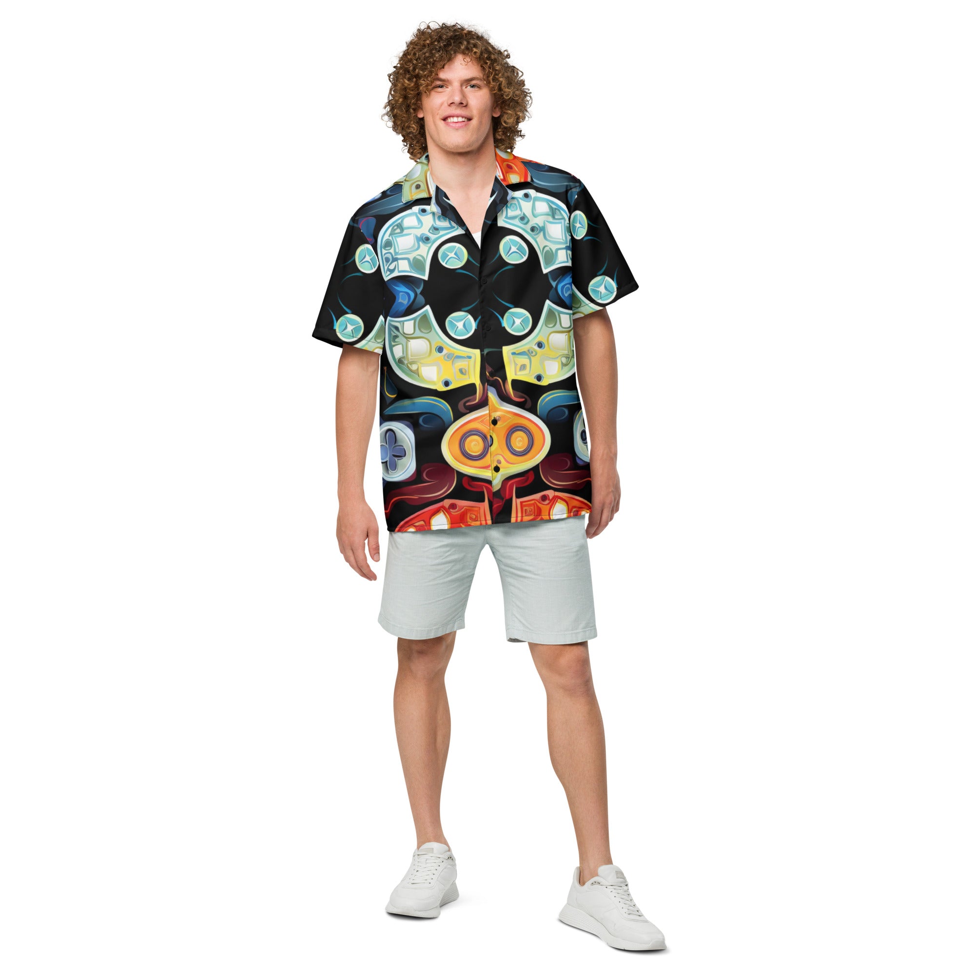 Abstract Gamer Button - Up Shirt | Gaming Art Shirt - Caster Coast