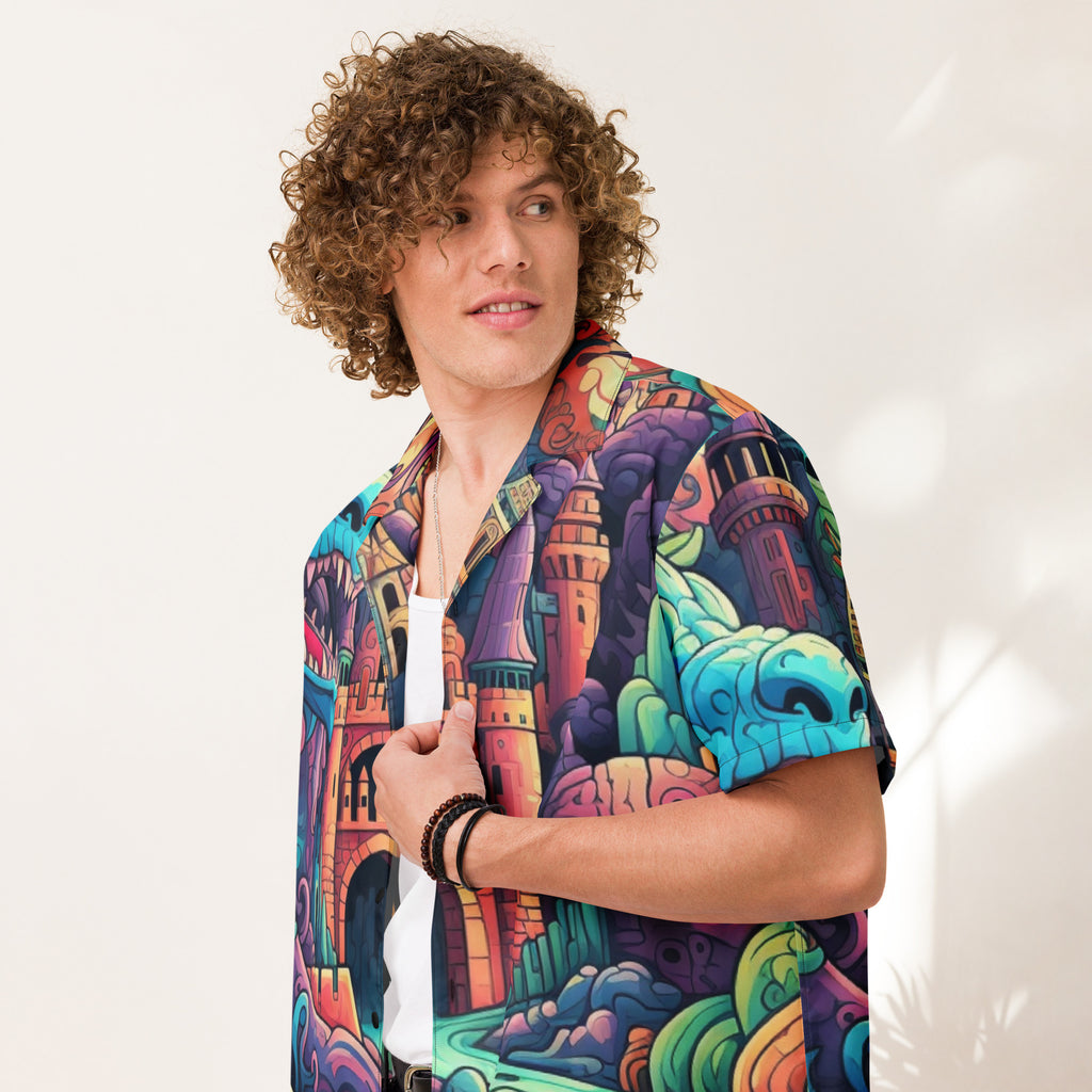 Dragon Attack Button - Up | Fantasy Dragon Shirt | Caster Coast - Caster Coast