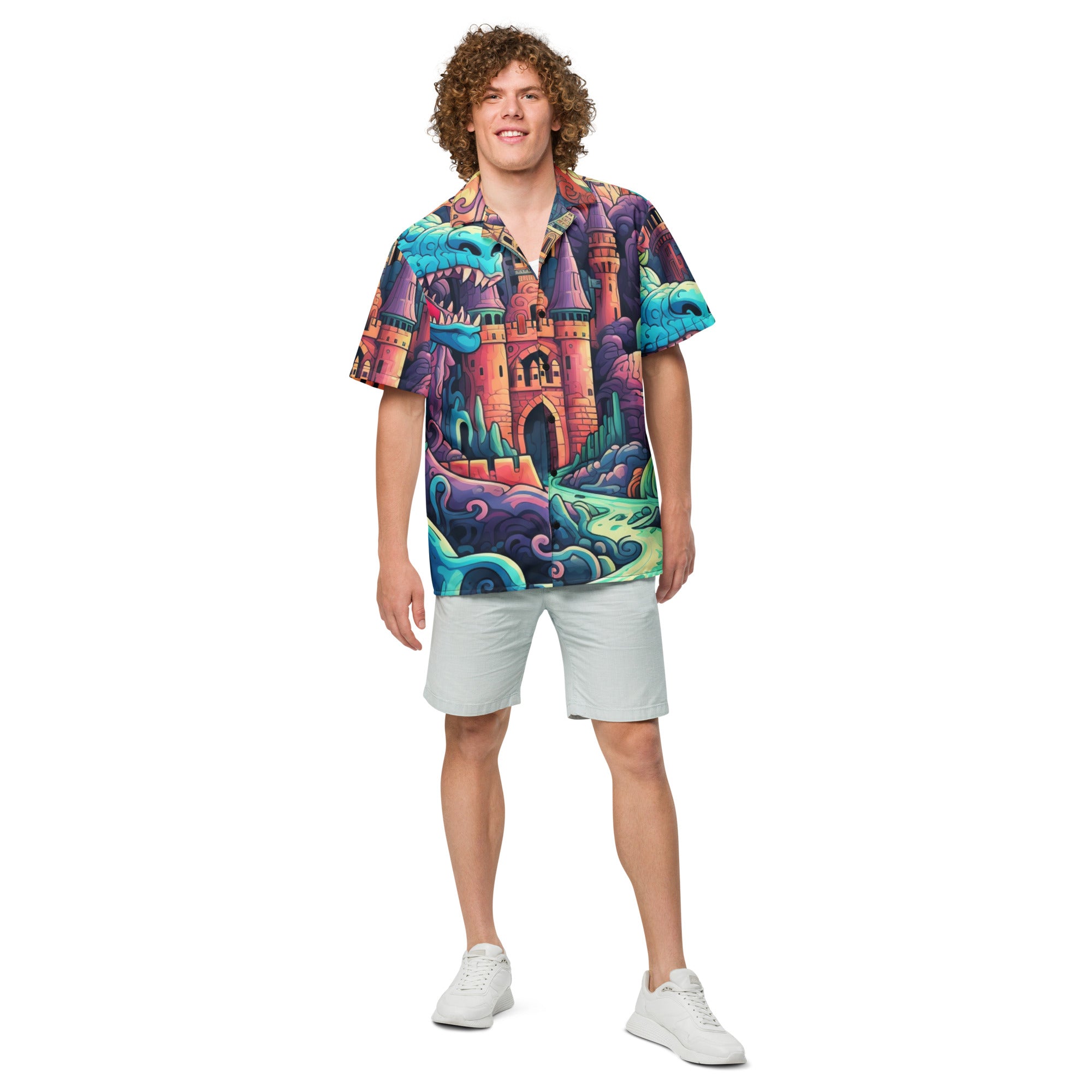 Dragon Attack Button - Up | Fantasy Dragon Shirt | Caster Coast - Caster Coast