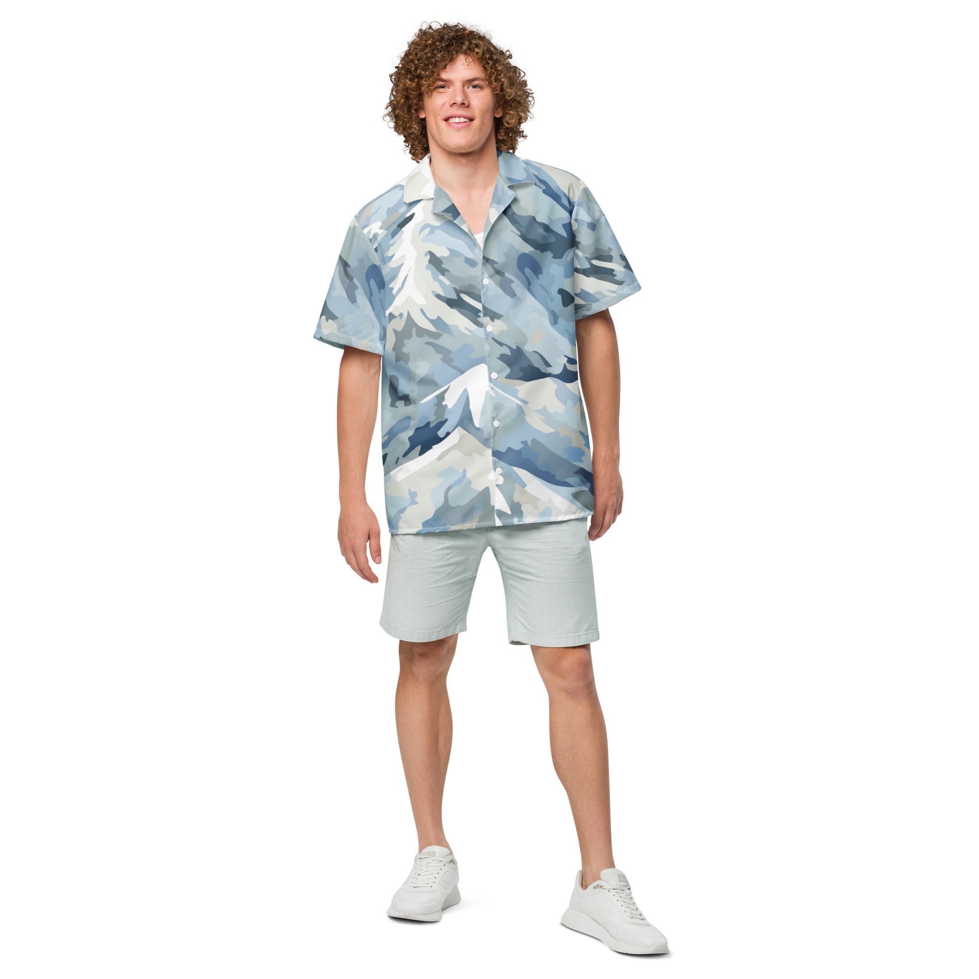 Arctic Stealth Camo Button-Up Shirt | Gaming & Esports Apparel