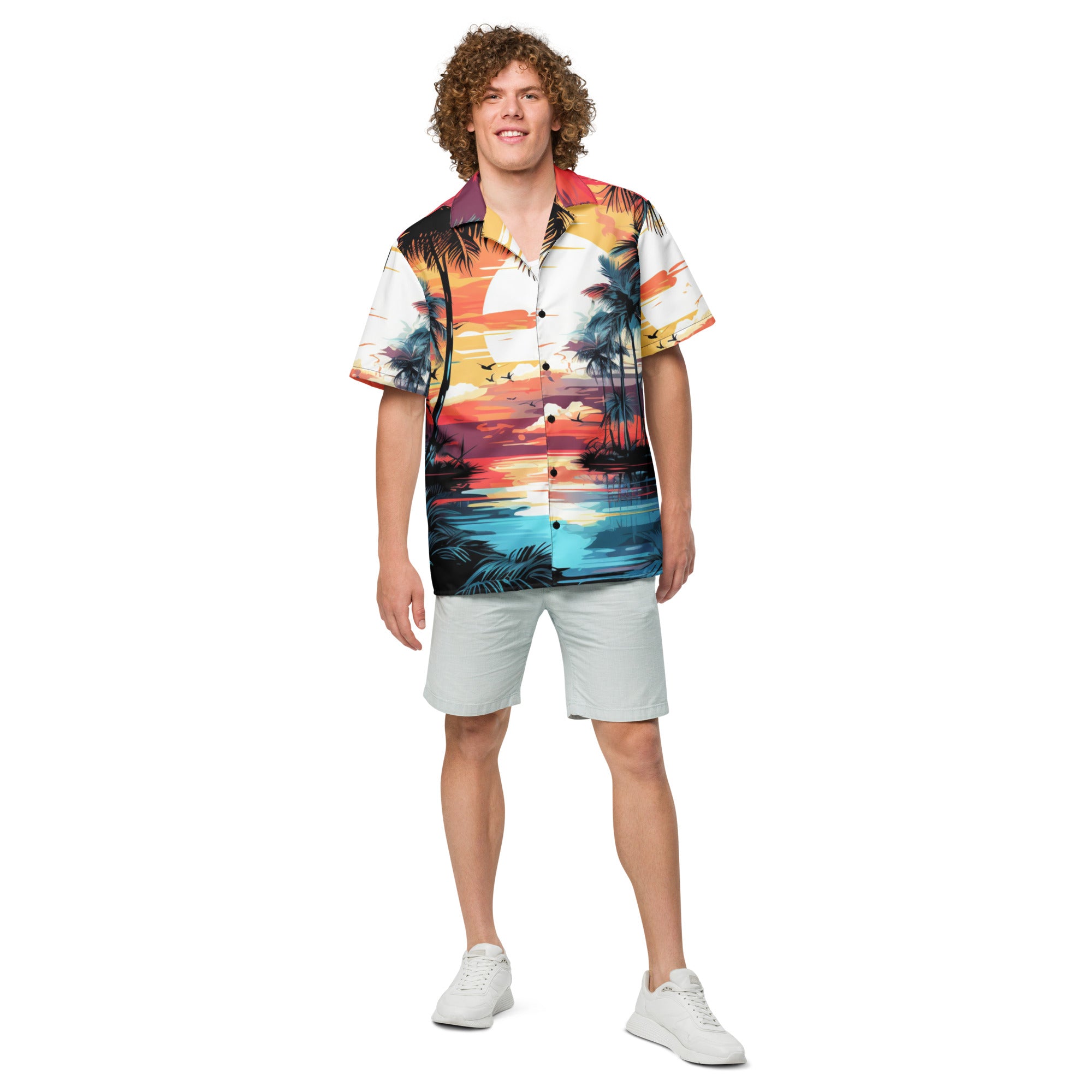 Beach Sunset Button - Up Shirt | Tropical Summer Shirt - Caster Coast