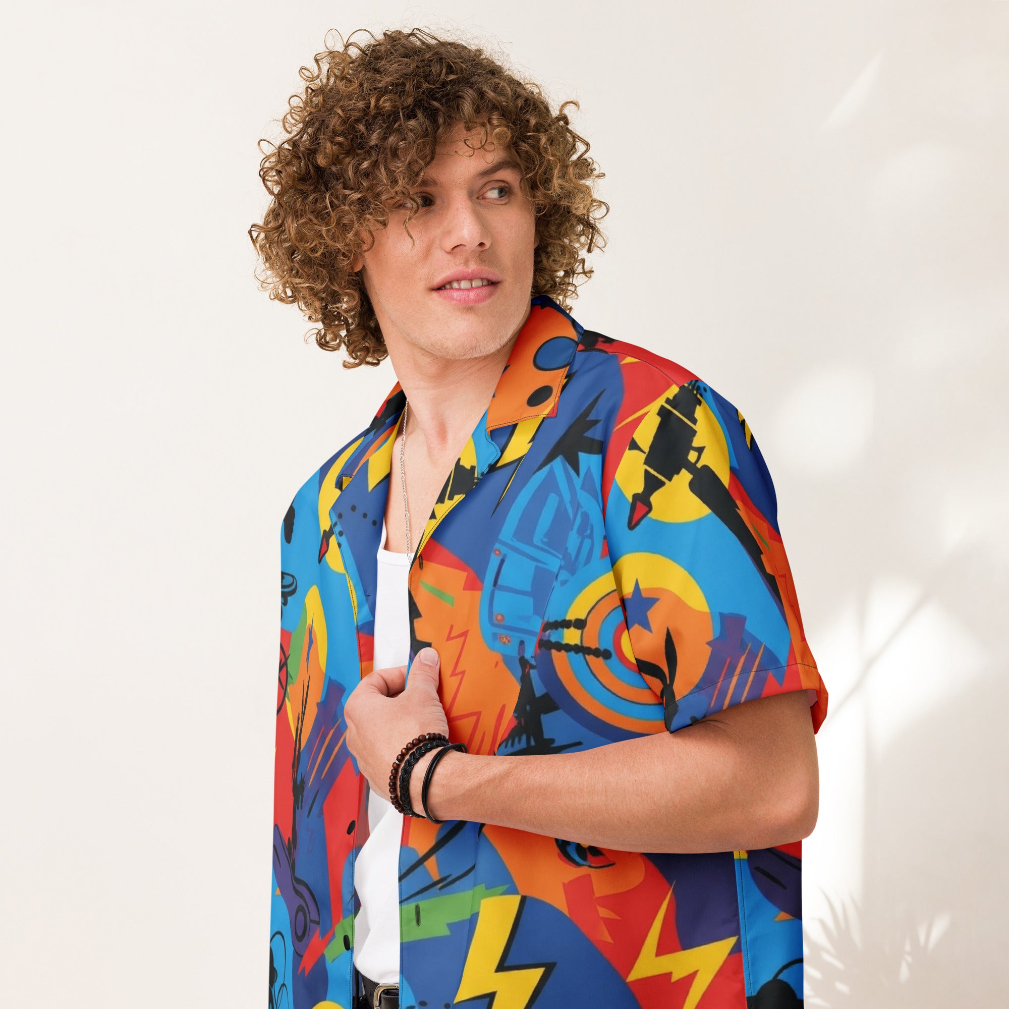 Cartoon Friends Retro Button - Up: A Nostalgic 80s & 90s Cartoon Inspired Shirt for Men - Caster Coast