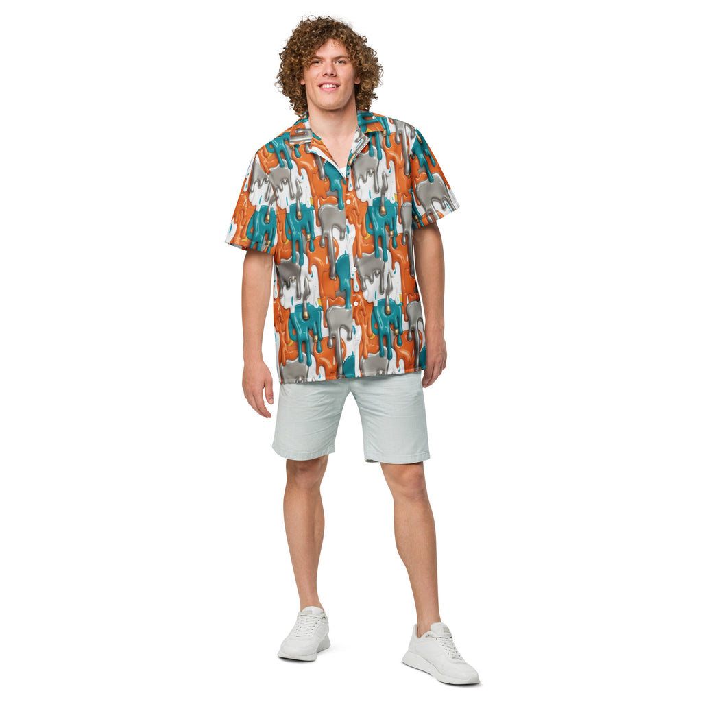 Miami Fins Drip Button - Up Shirt | Football Fan Shirt - Caster Coast