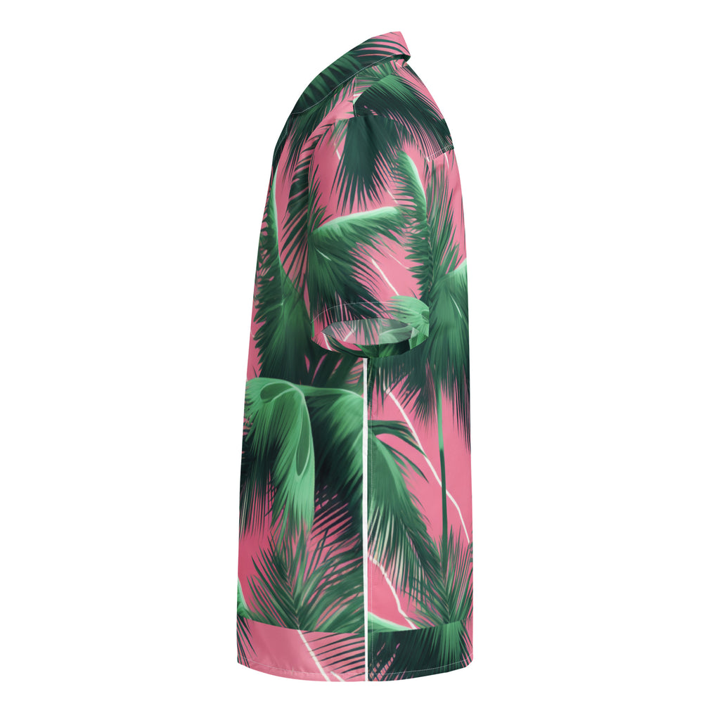 Pink Lightning Palms Button - Up Shirt | UPF50+ Summer Shirt - Caster Coast